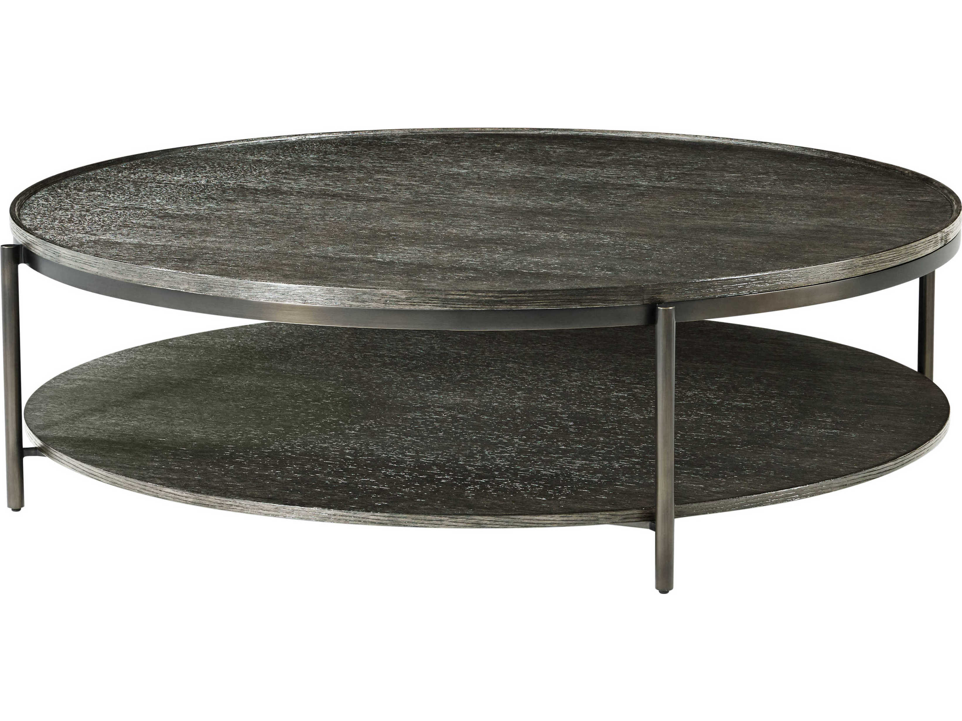 Theodore Alexander Repose Round Wood Charcoal Oak Coffee Table