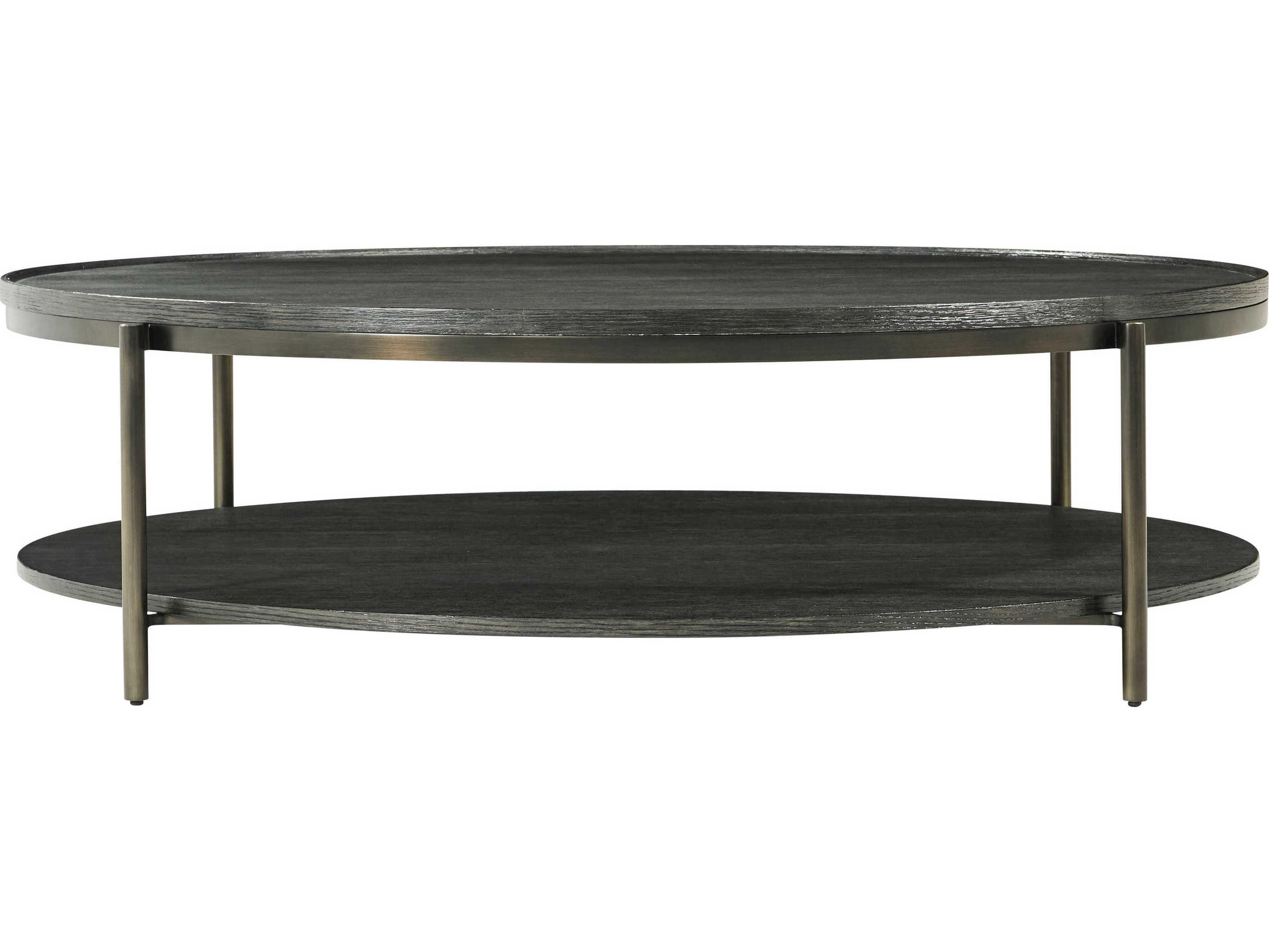 Theodore Alexander Repose Round Wood Charcoal Oak Coffee Table