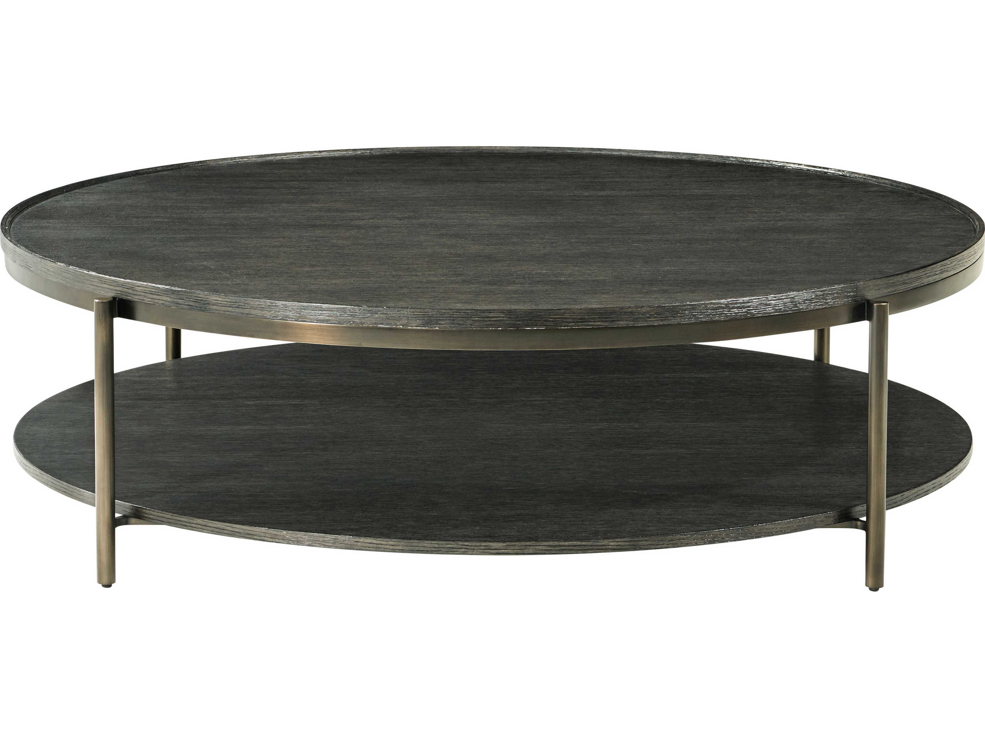 Theodore Alexander Repose Round Wood Charcoal Oak Coffee Table
