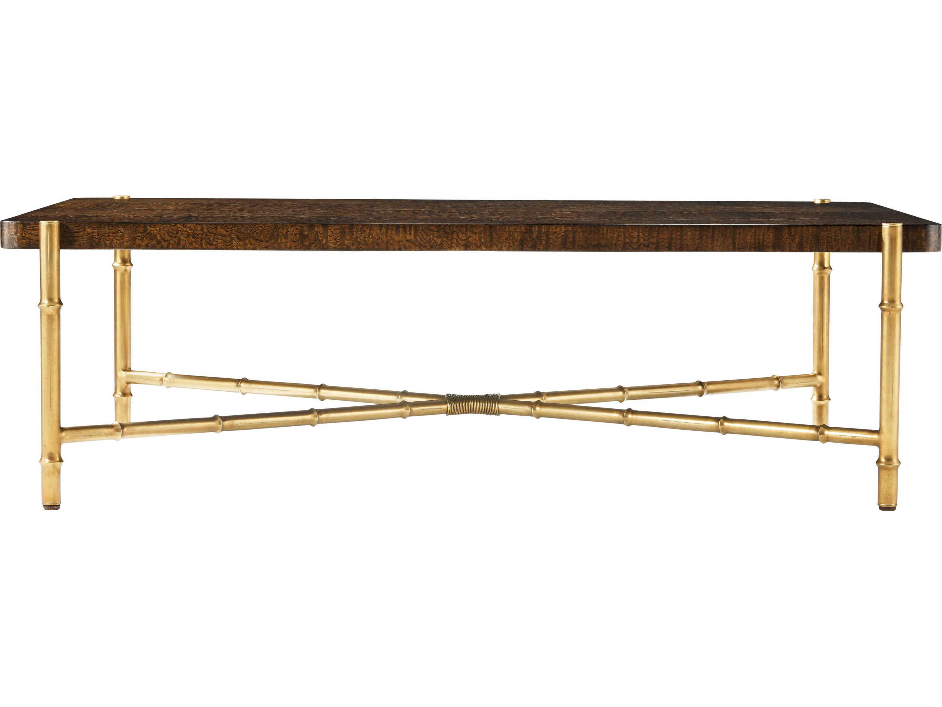Theodore Alexander Kesden Rectangular Wood Pyramid Brown Coffee Table