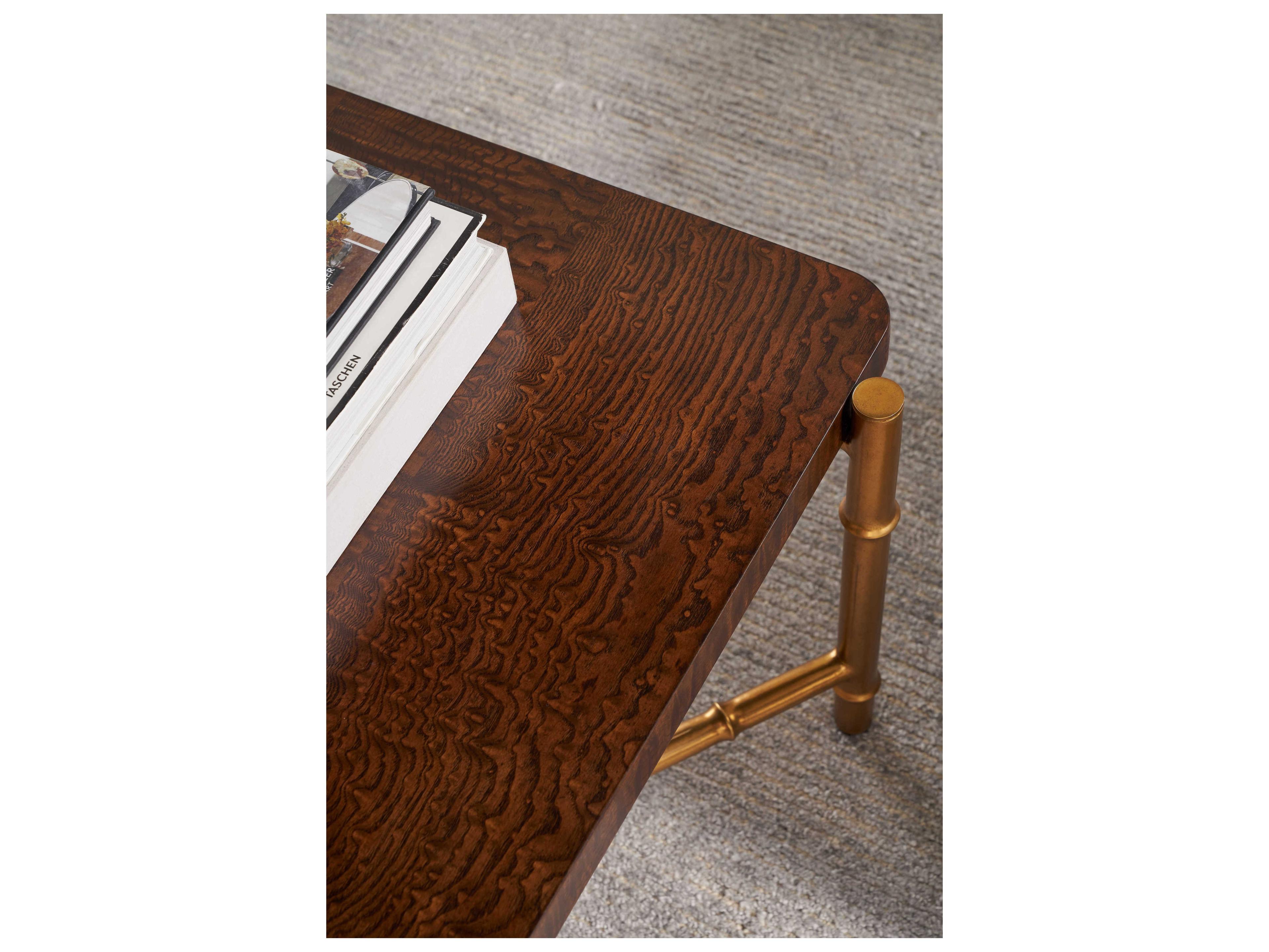 Theodore Alexander Kesden Rectangular Wood Pyramid Brown Coffee Table