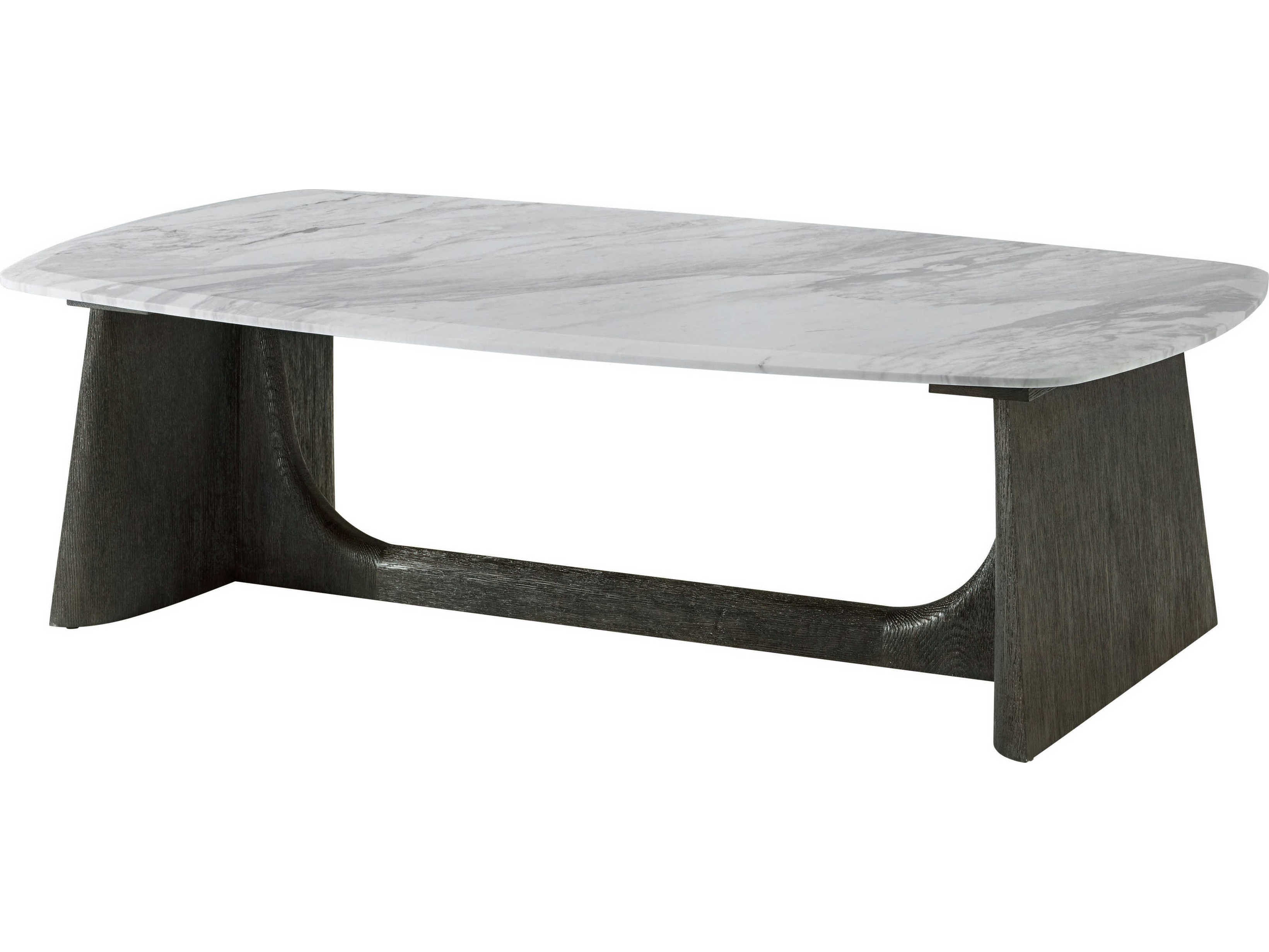 Theodore Alexander Repose Rectangular Marble Charcoal Oak Coffee Table