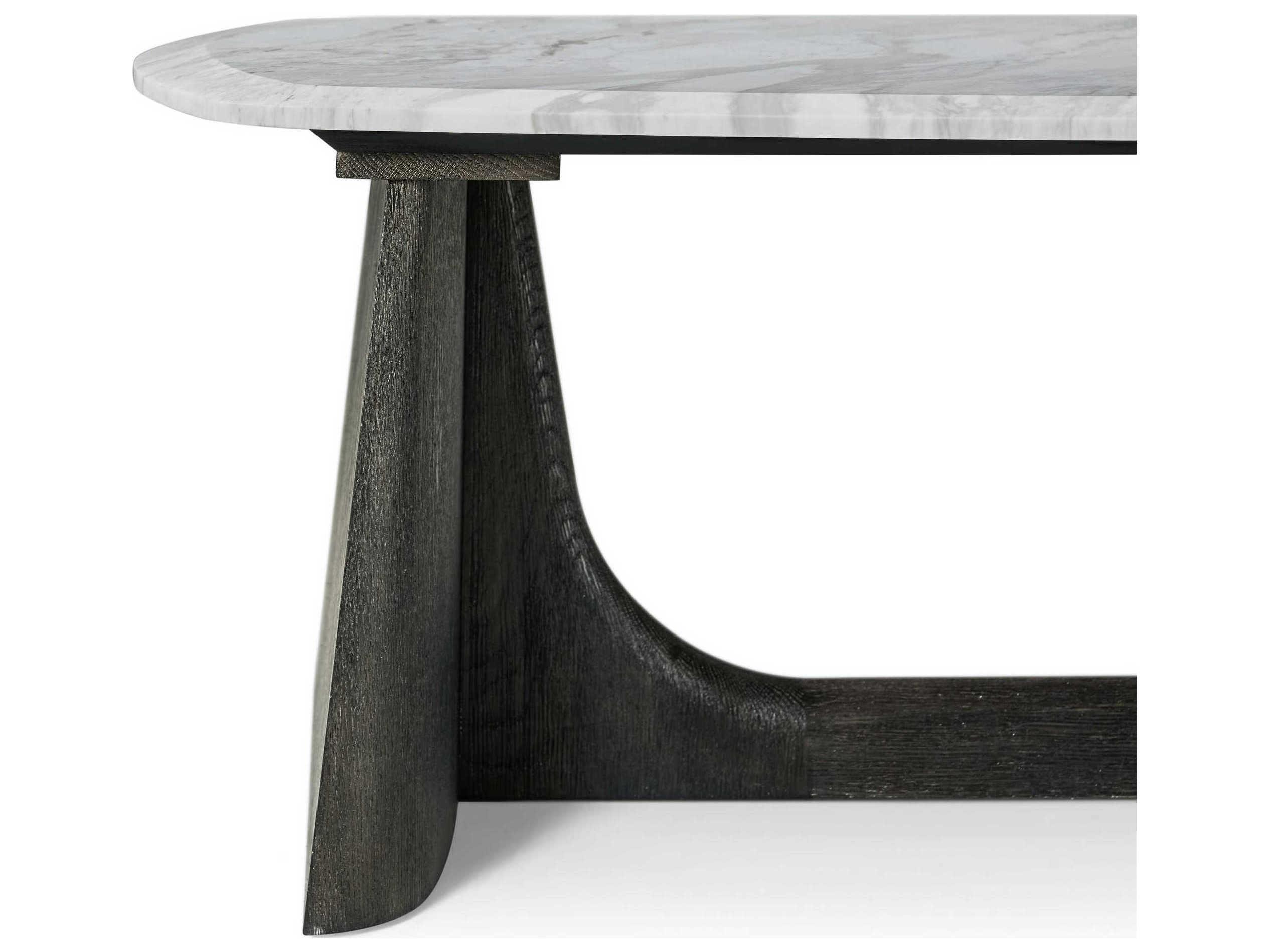 Theodore Alexander Repose Rectangular Marble Charcoal Oak Coffee Table