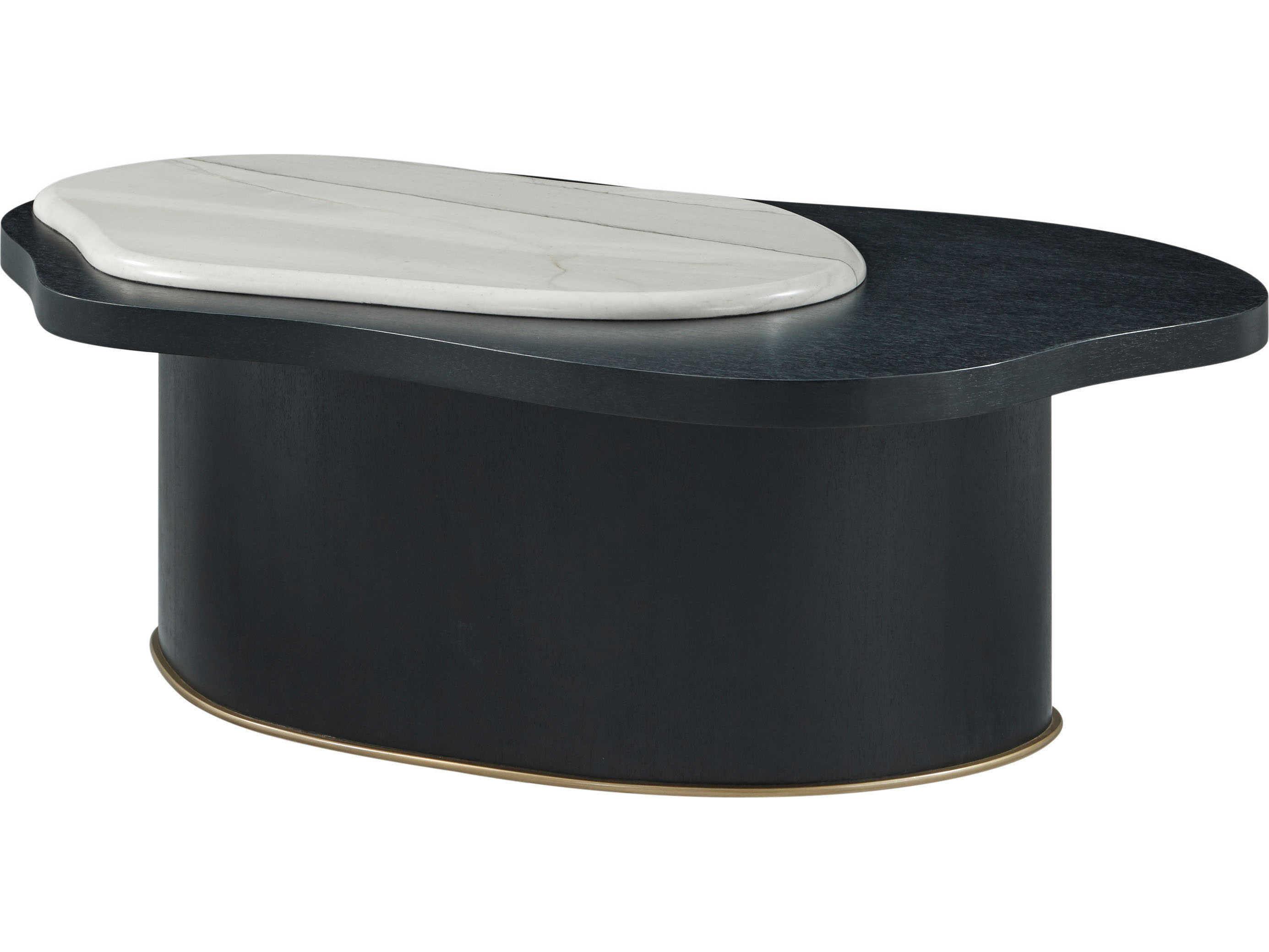 Theodore Alexander Ta Originals Marble Black Lacquer Coffee Table