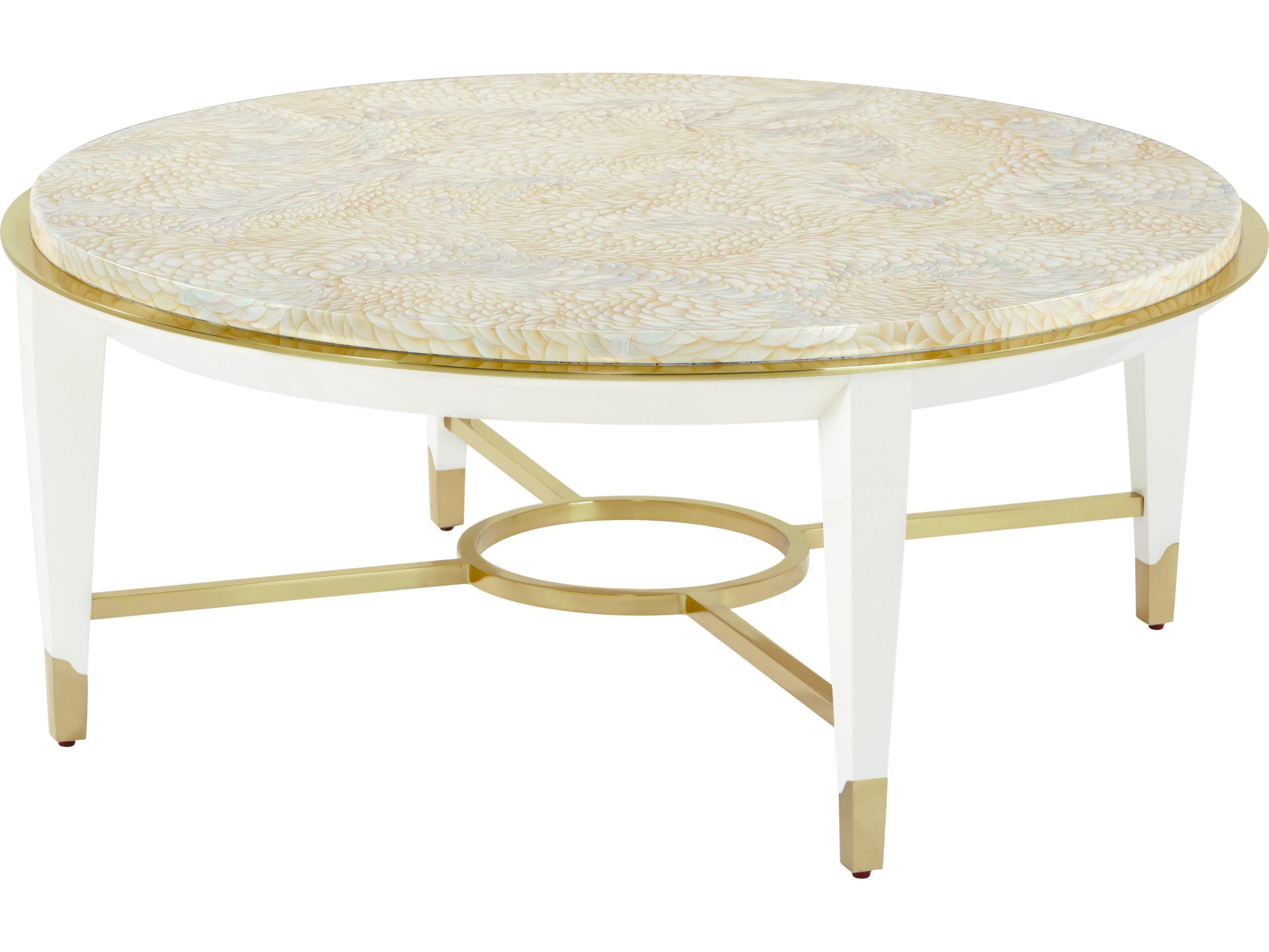 Theodore Alexander Judith Leiber Couture Round Glass Coffee Table