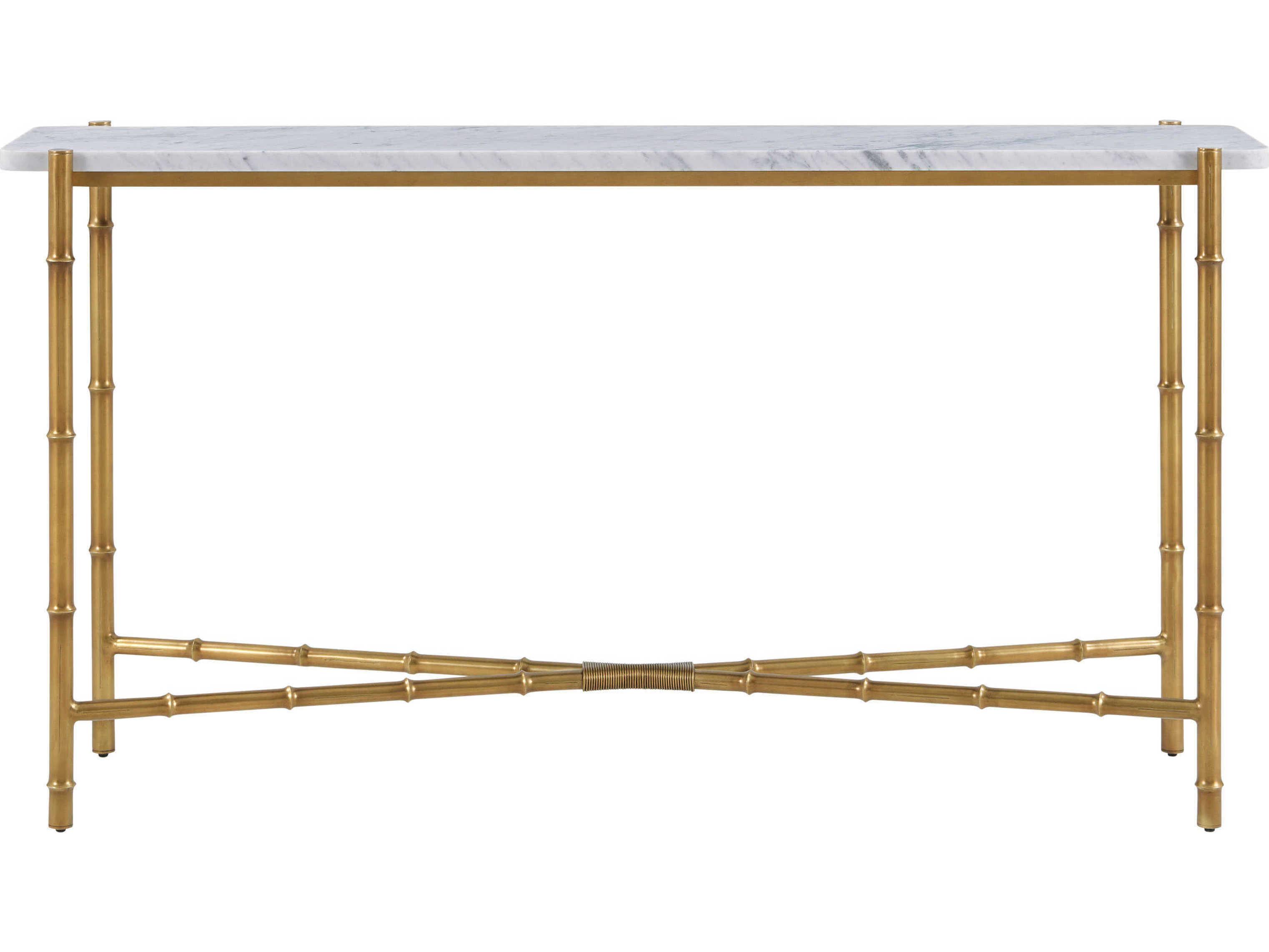 Theodore Alexander Kesden Rectangular Marble Lbb Brass Console Table