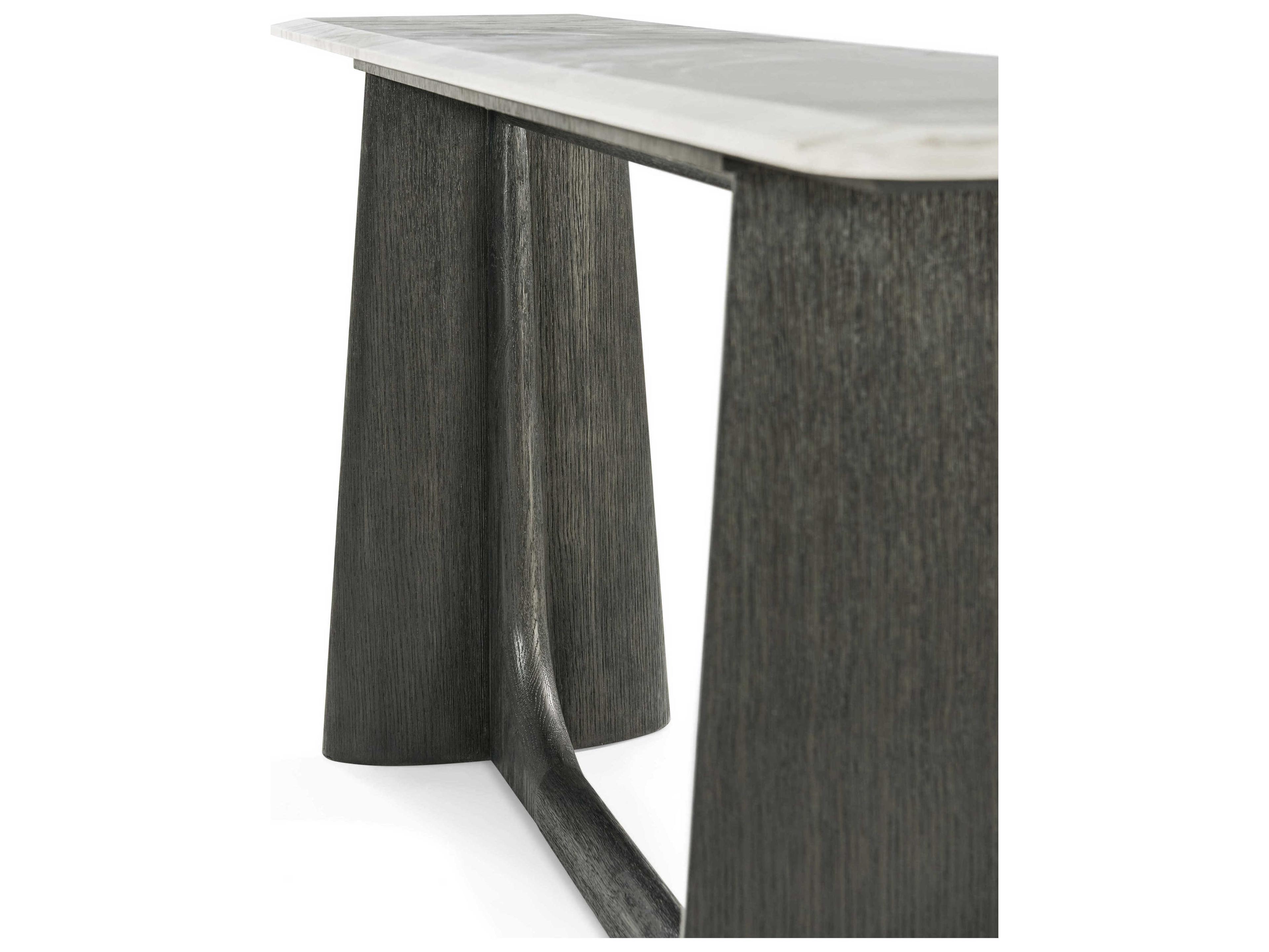 Theodore Alexander Repose Rectangular Marble Charcoal Oak Console Table