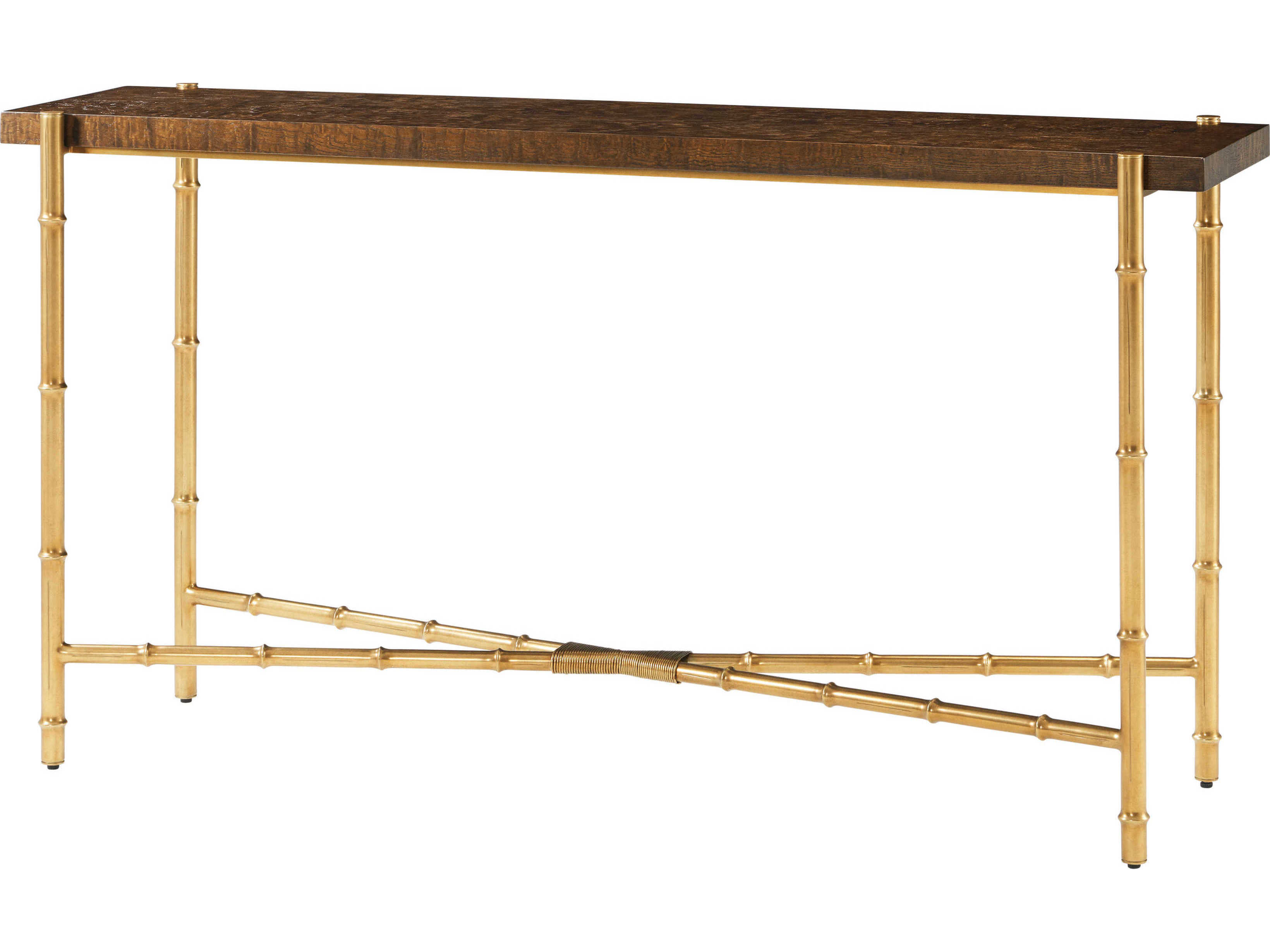 Theodore Alexander Kesden Rectangular Wood Pyramid Brown Console Table