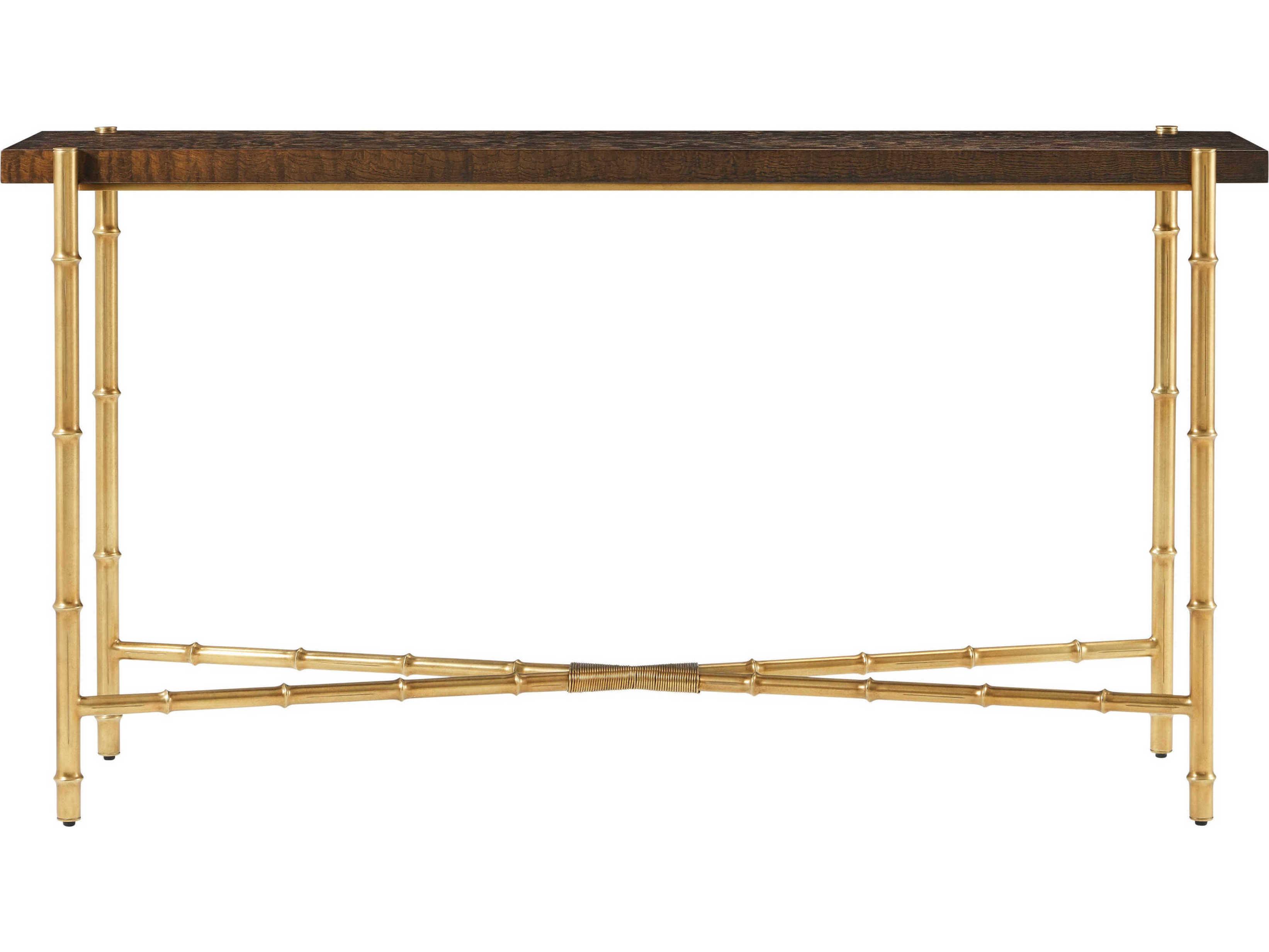 Theodore Alexander Kesden Rectangular Wood Pyramid Brown Console Table