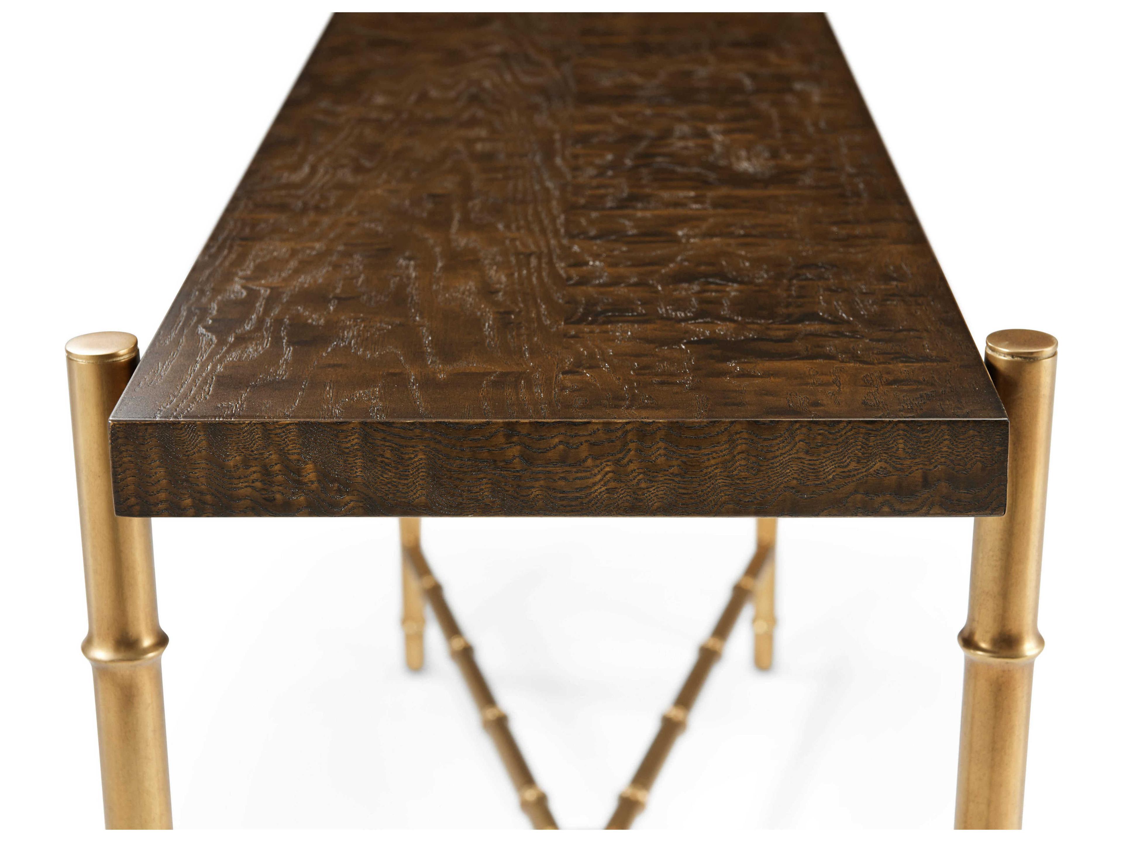 Theodore Alexander Kesden Rectangular Wood Pyramid Brown Console Table