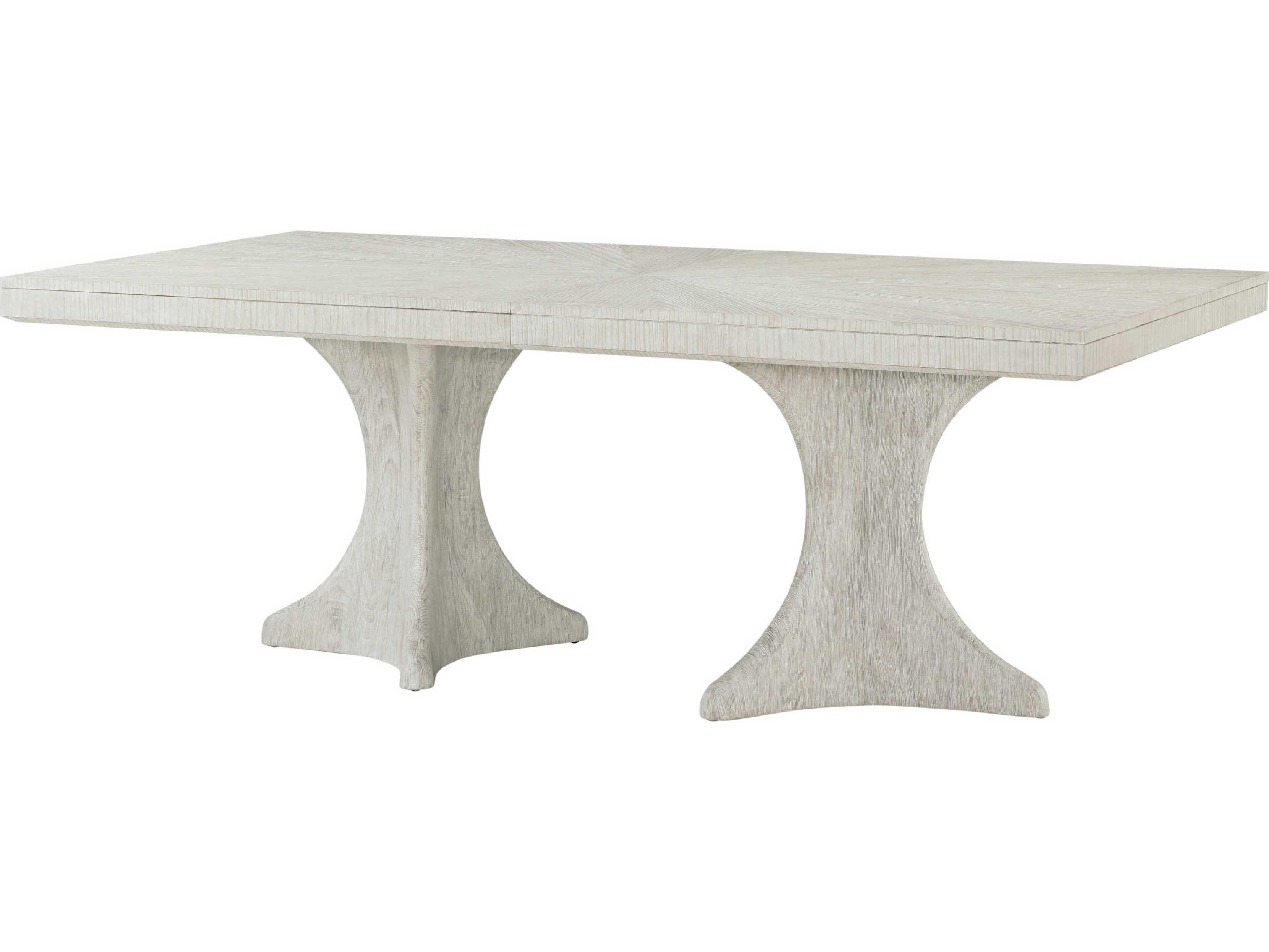 Theodore Alexander Breeze Rectangular Wood Sea Salt Breeze Pedestal Dining Table