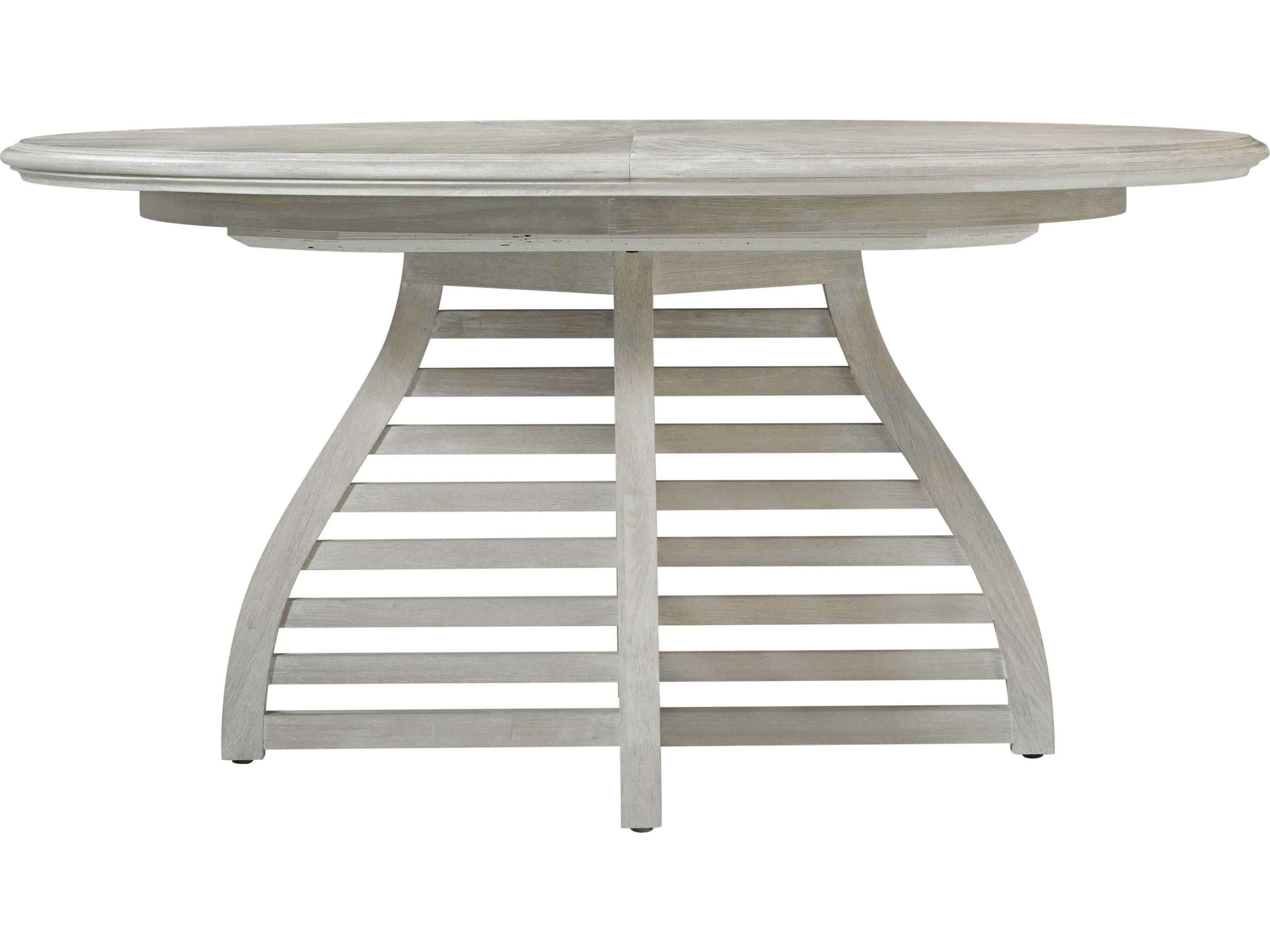Theodore Alexander Breeze Round Wood Sea Salt Breeze Slatted Extending Dining Table