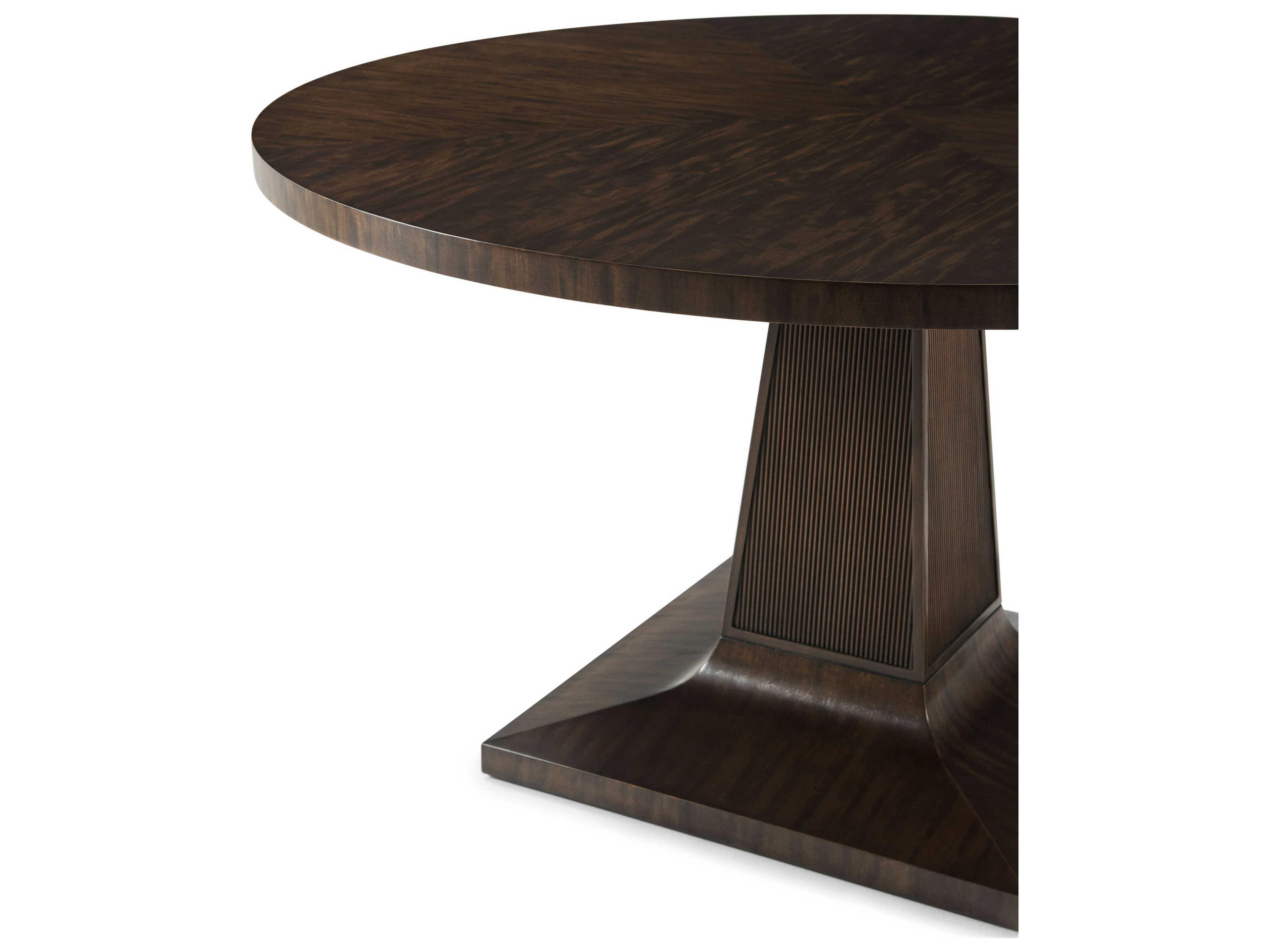 Theodore Alexander Lido Round Wood Bistre Dining Table