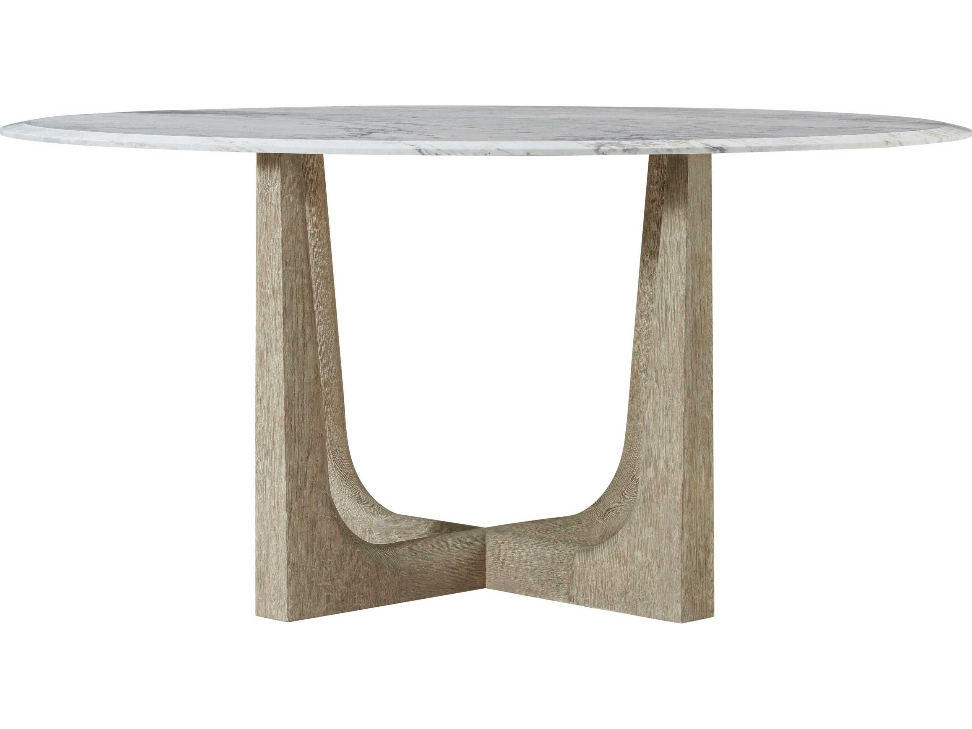 Theodore Alexander Repose Round Marble Grey Oak Dining Table