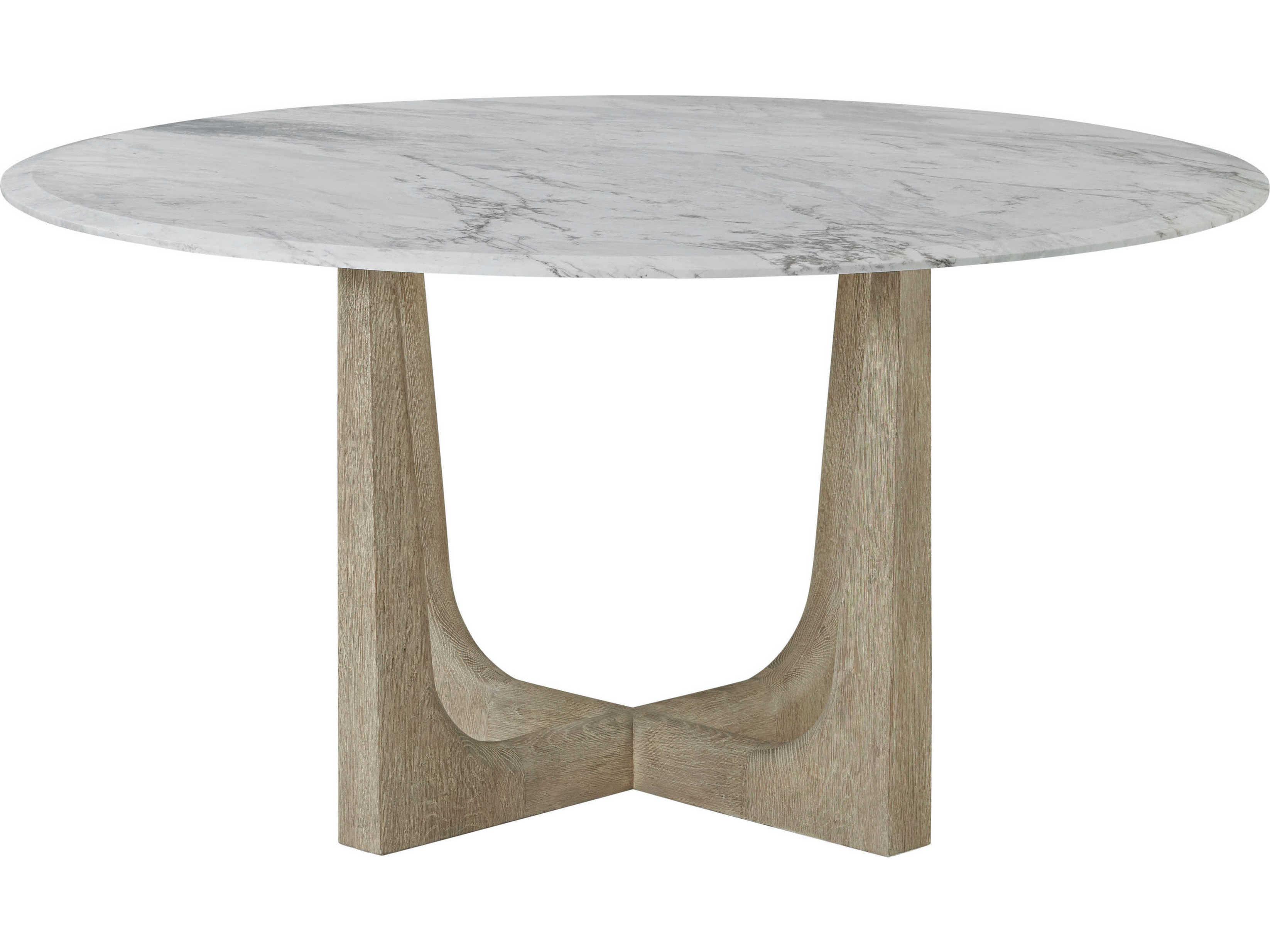 Theodore Alexander Repose Round Marble Grey Oak Dining Table