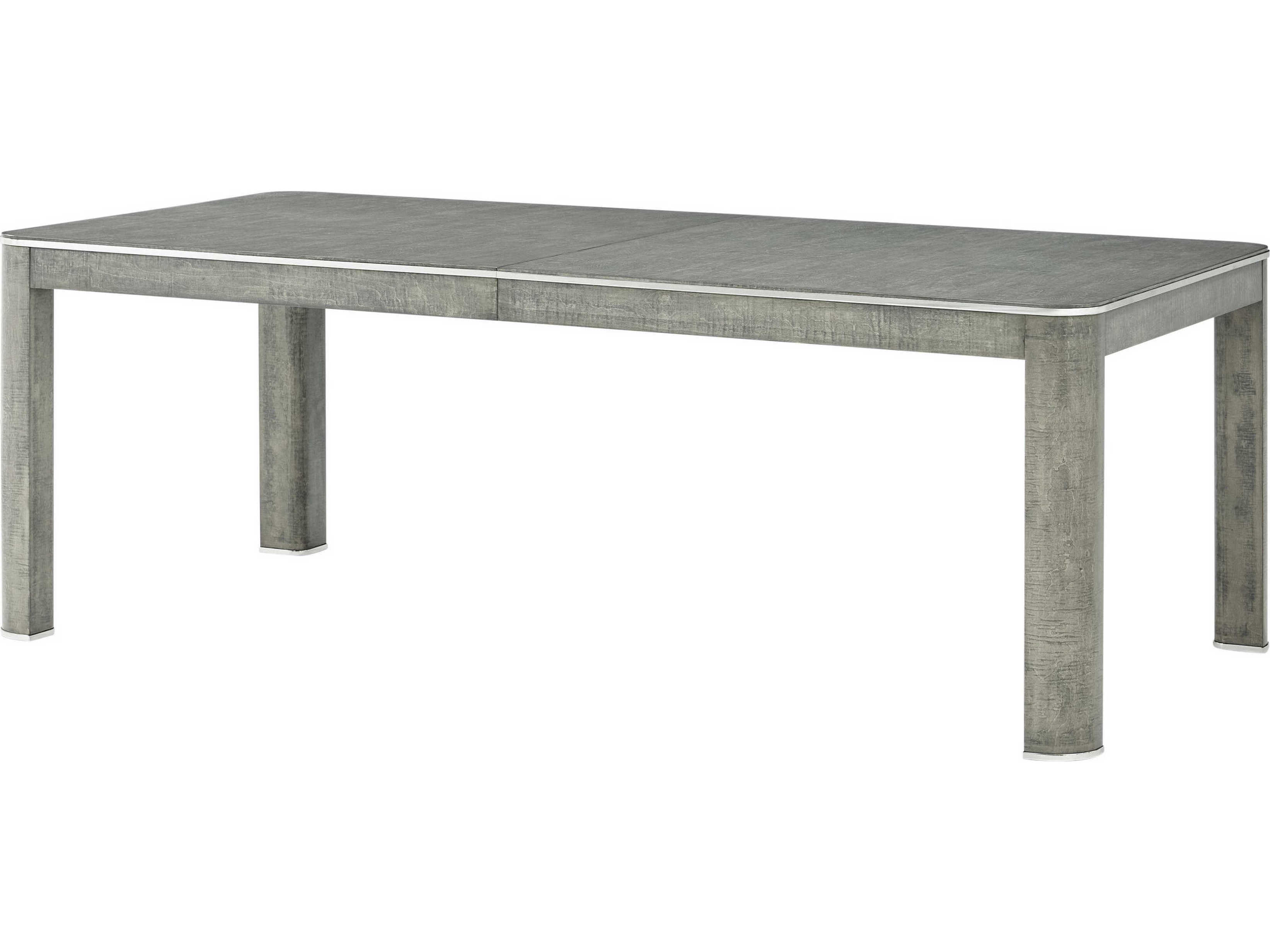 Theodore Alexander Hudson Rectangular Wood Pebble Grey Extending Dining Table