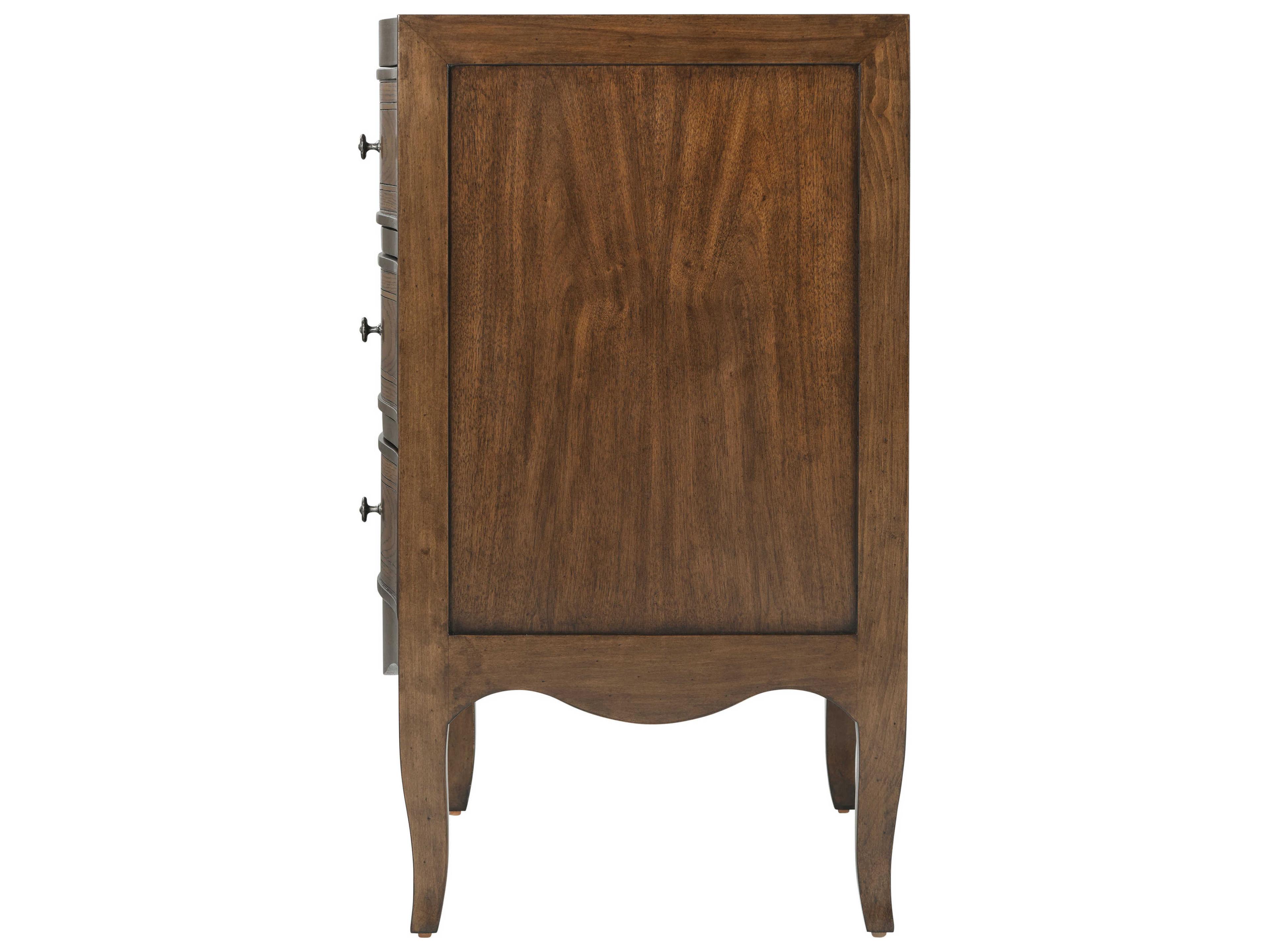 Theodore Alexander Tavel 3-Drawers Brown Beech Wood Nightstand
