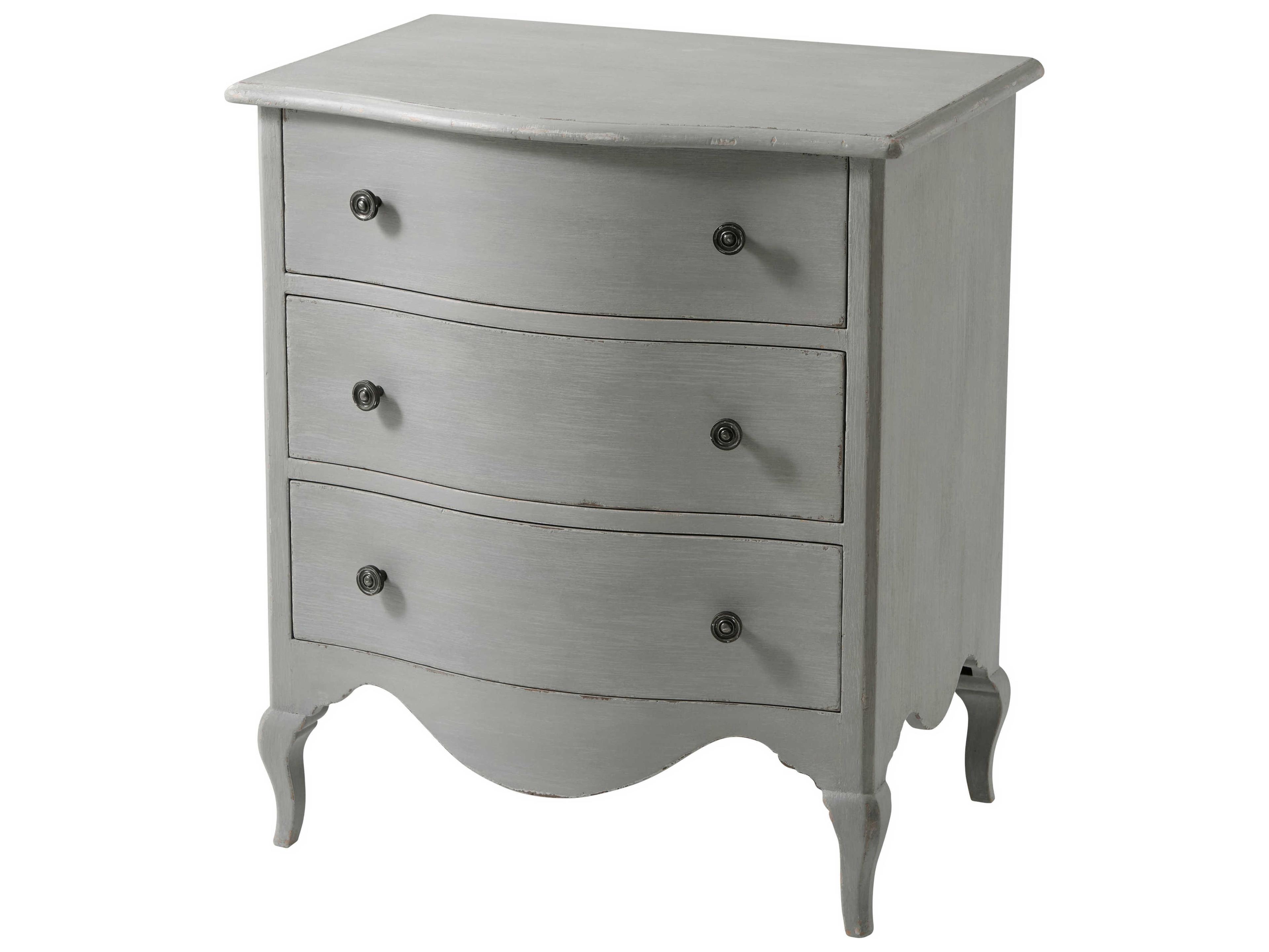 Theodore Alexander Tavel 3-Drawers Gray Beech Wood Nightstand