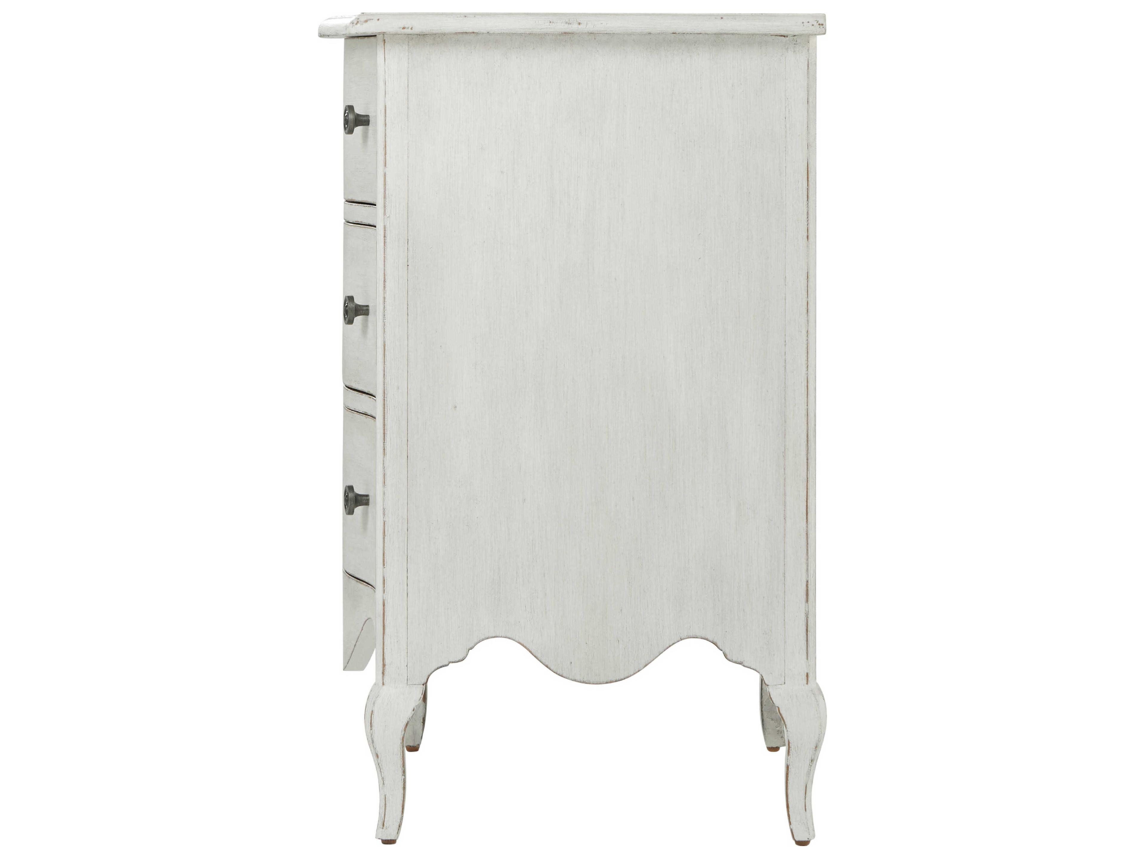 Theodore Alexander Tavel 3-Drawers White Beech Wood Nightstand
