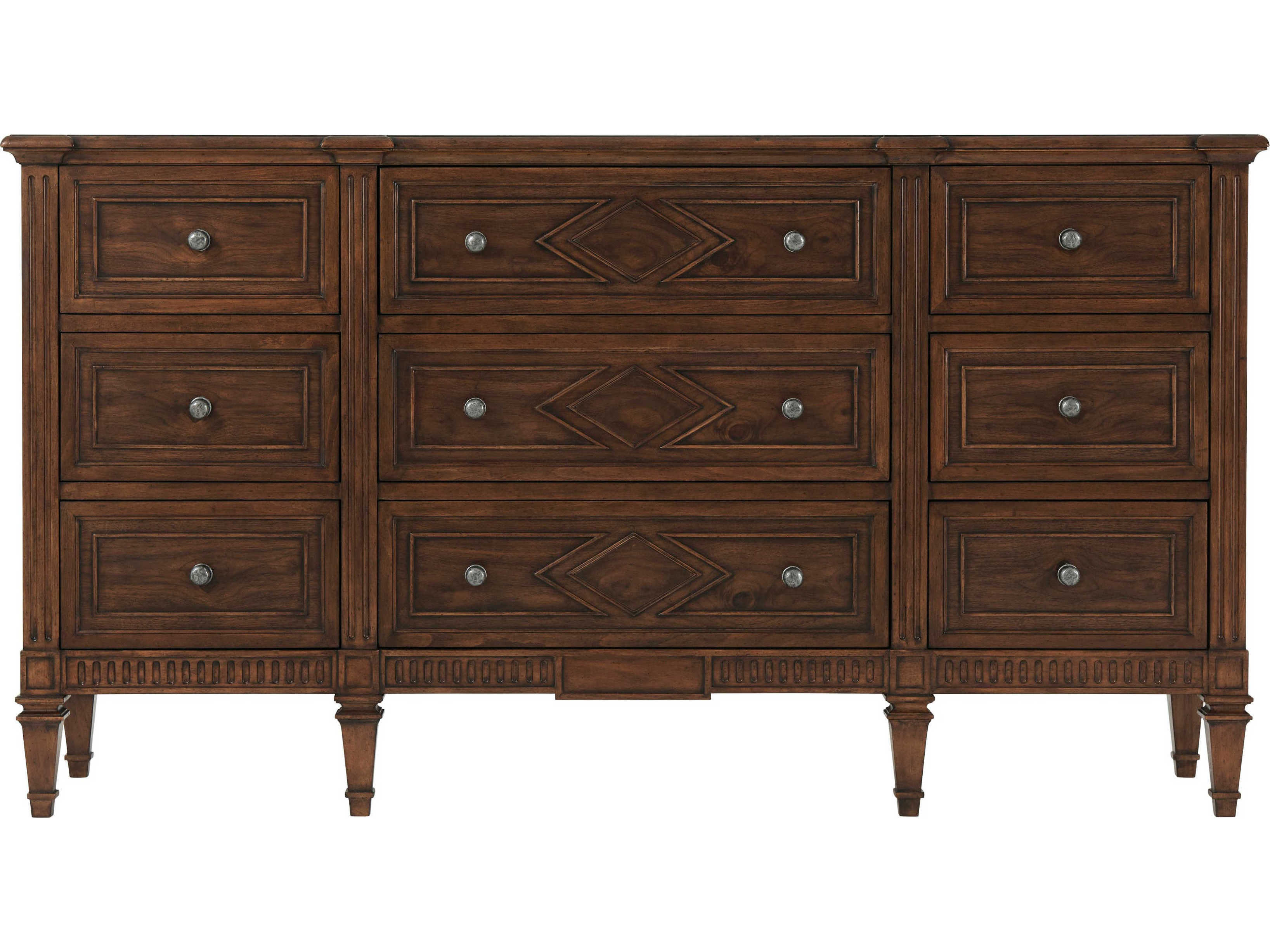 Theodore Alexander Tavel 9-Drawers Brown Beech Wood The Laurent Triple Dresser