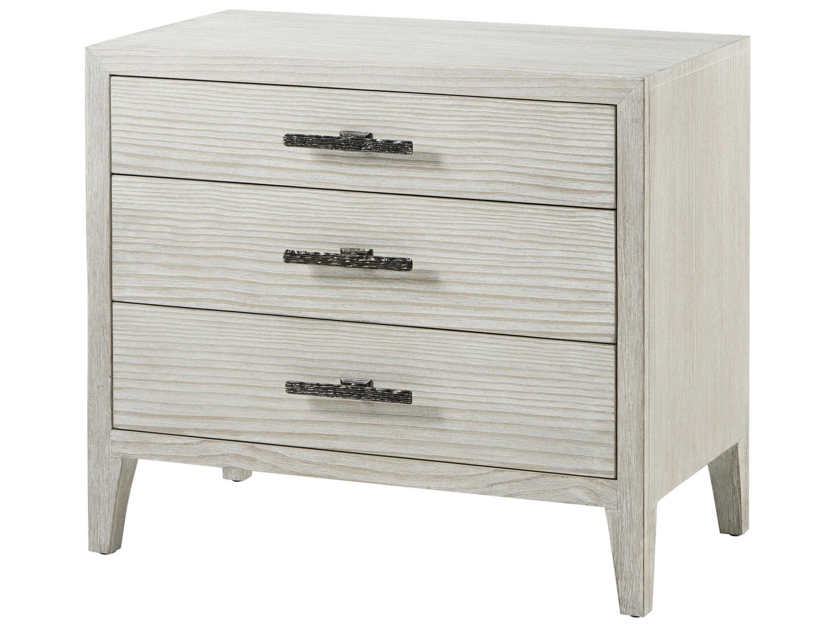 Theodore Alexander Breeze 3-Drawers White Pine Wood Nightstand