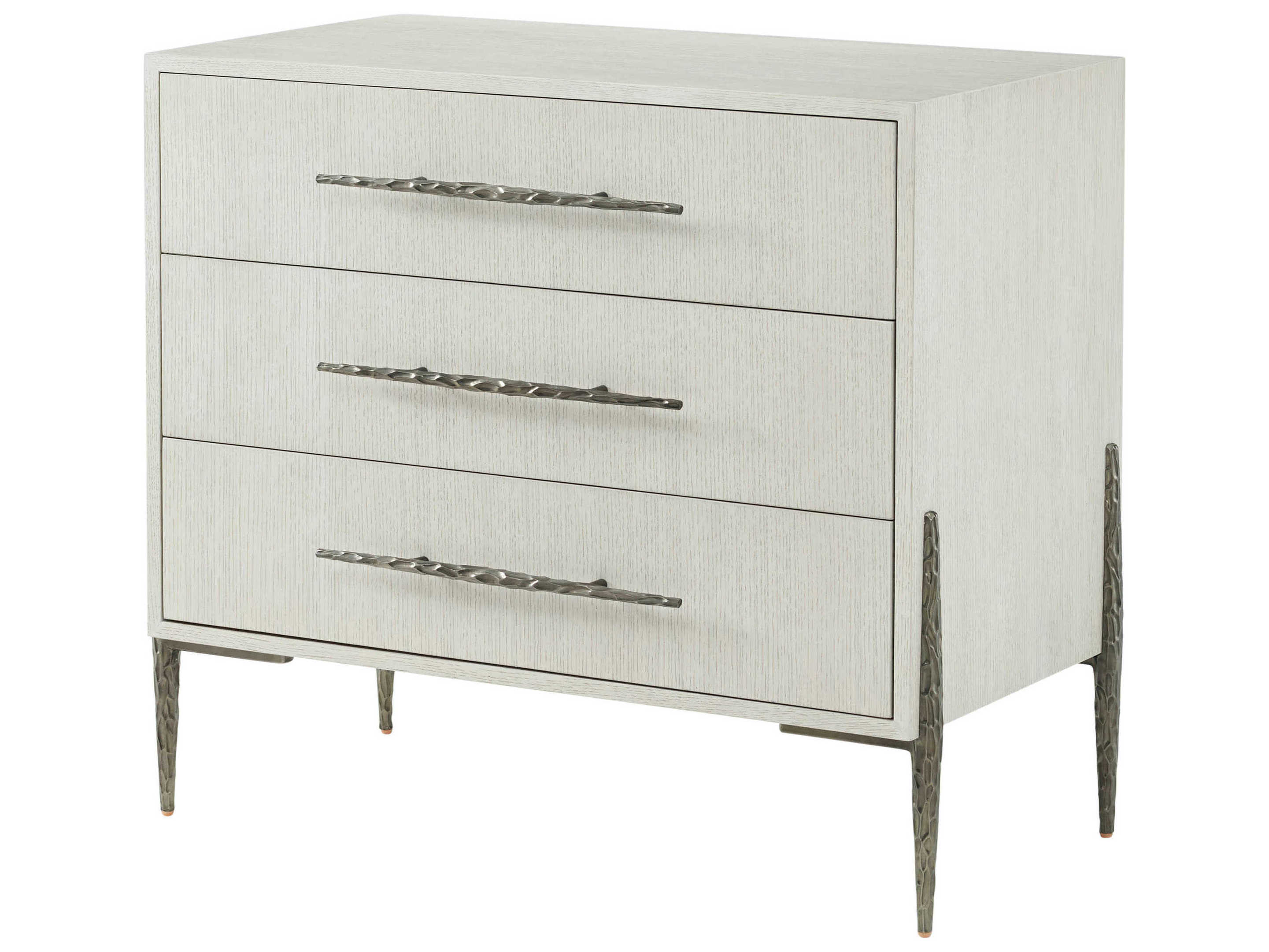 Theodore Alexander Essence 3-Drawers White Nightstand