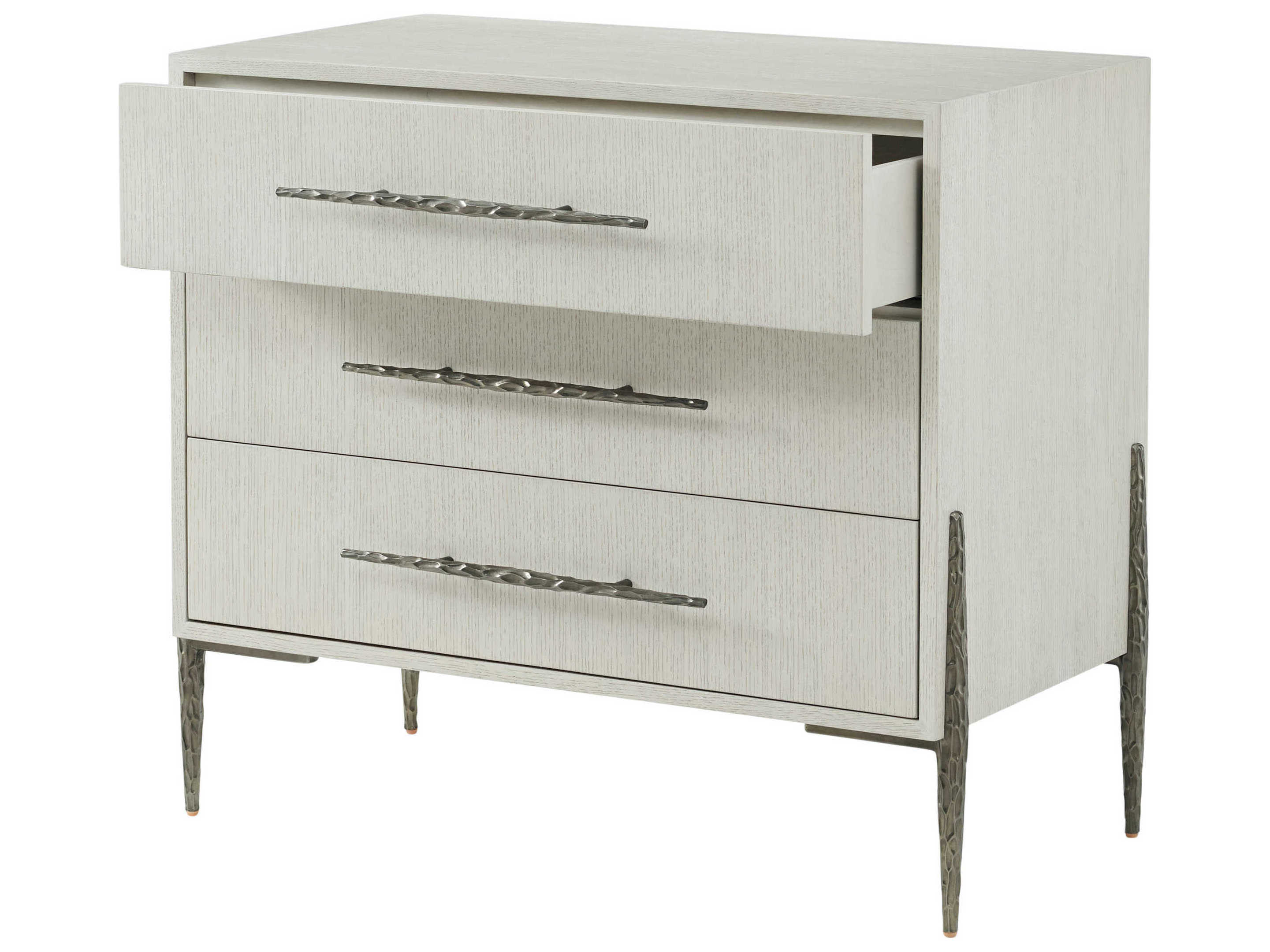 Theodore Alexander Essence 3-Drawers White Nightstand