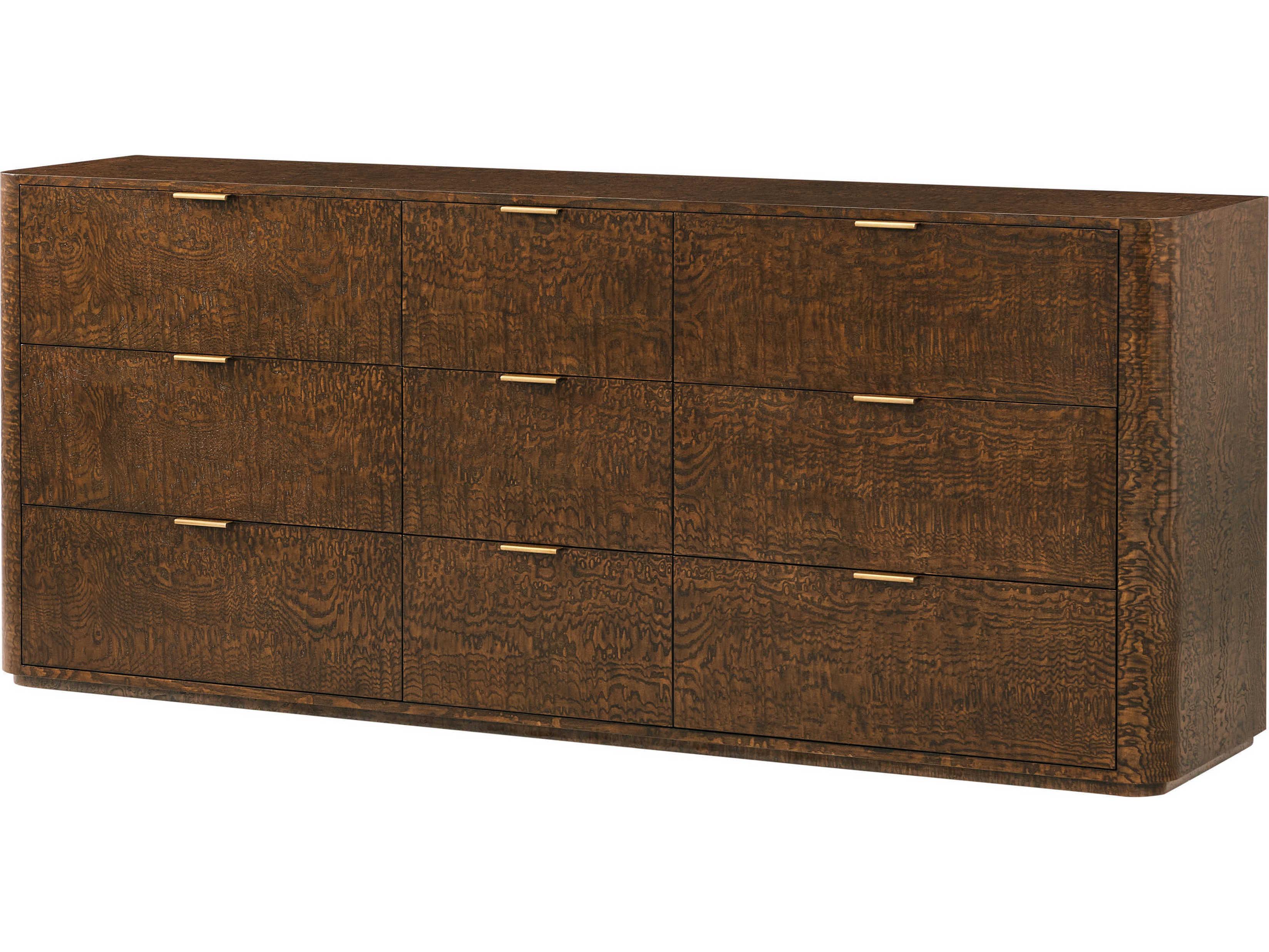 Theodore Alexander Kesden 9-Drawers Pyramid Brown Triple Dresser