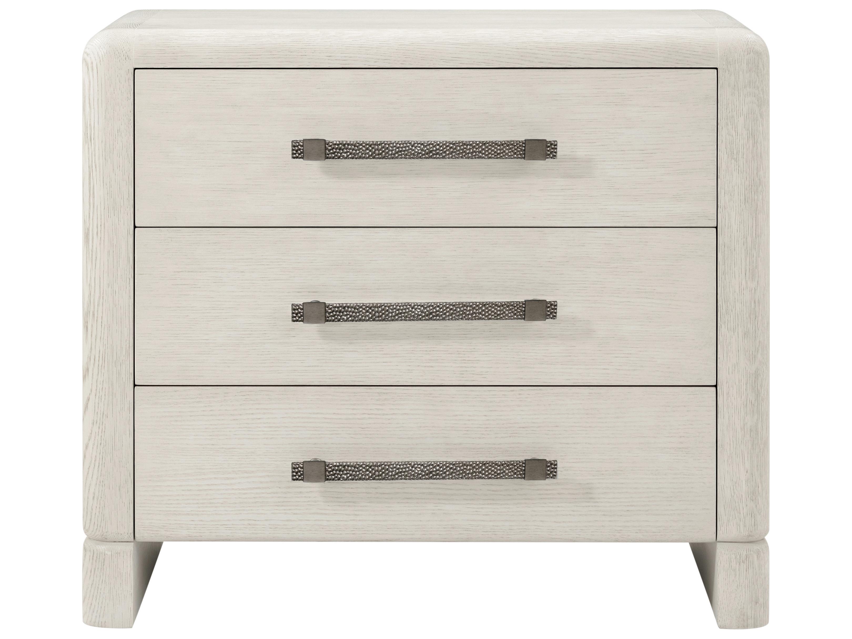 Theodore Alexander Luna 3-Drawers White Nightstand
