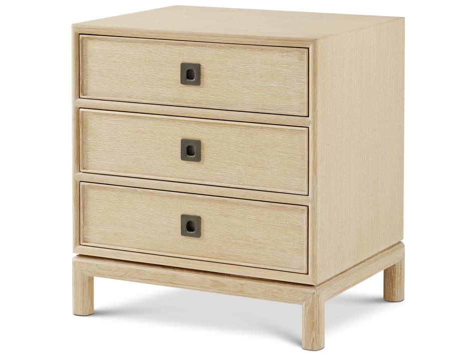 Theodore Alexander Montauk 3-Drawers Natural Oak Wood Nightstand