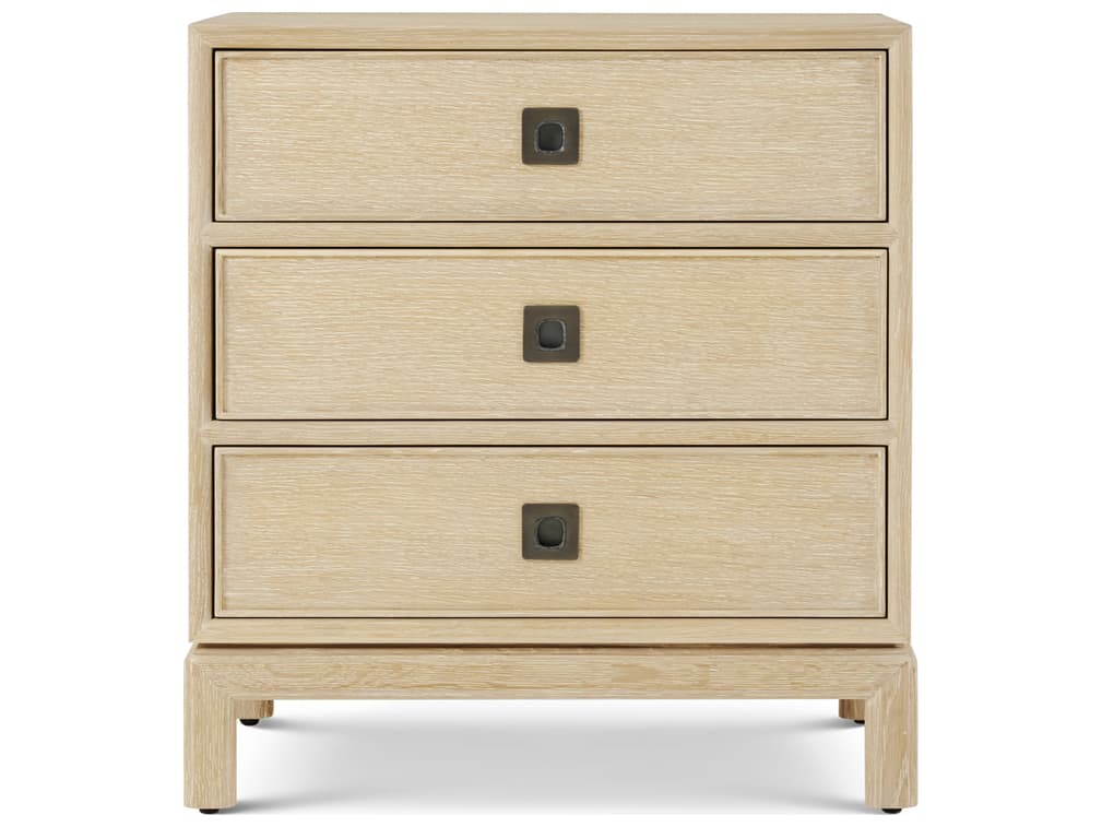 Theodore Alexander Montauk 3-Drawers Natural Oak Wood Nightstand