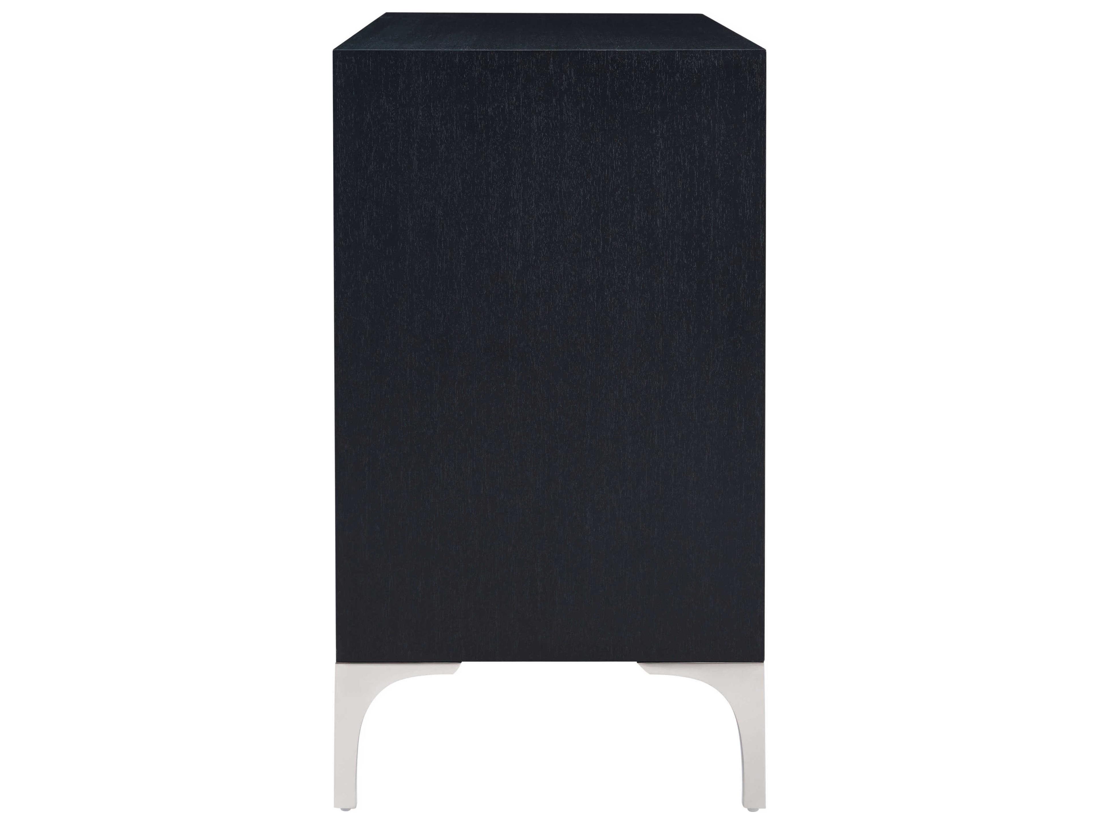 Theodore Alexander Origins Black Lacquer Blue Mahogany Wood Accent Chest