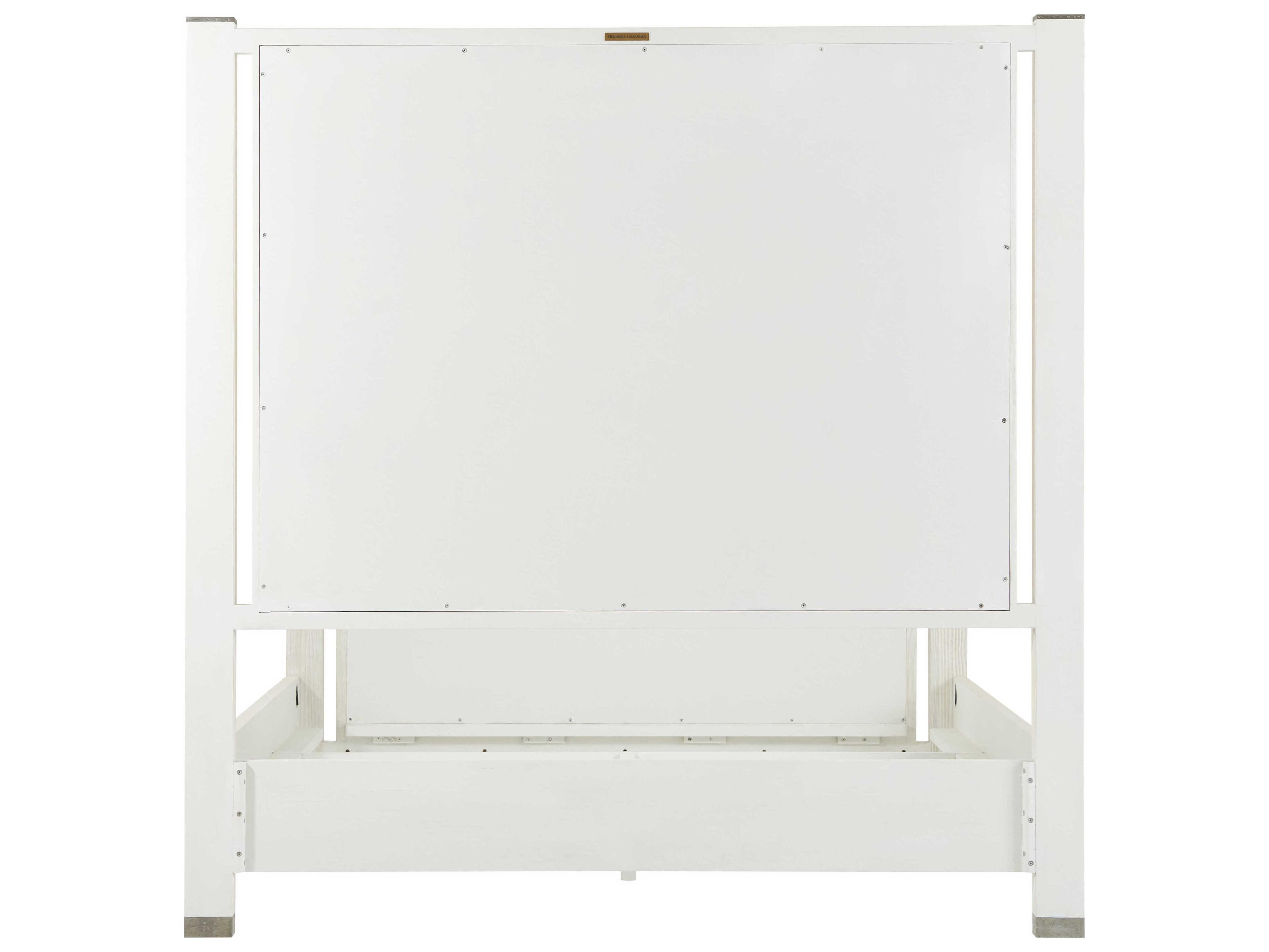 Theodore Alexander Breeze Sea Salt White Pine Wood Queen Panel Bed
