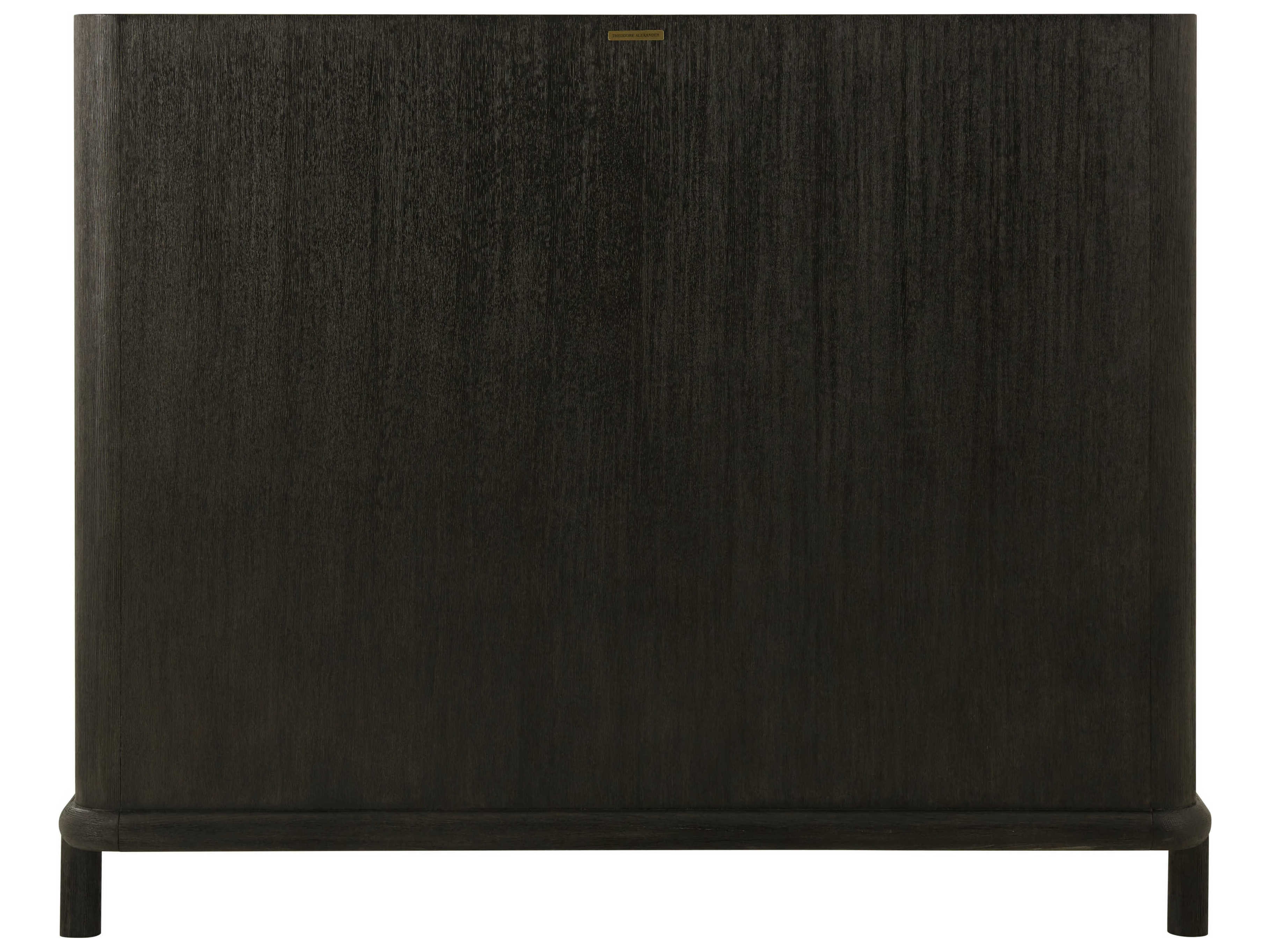 Theodore Alexander Repose Charcoal Oak Black Wood Queen Platform Bed