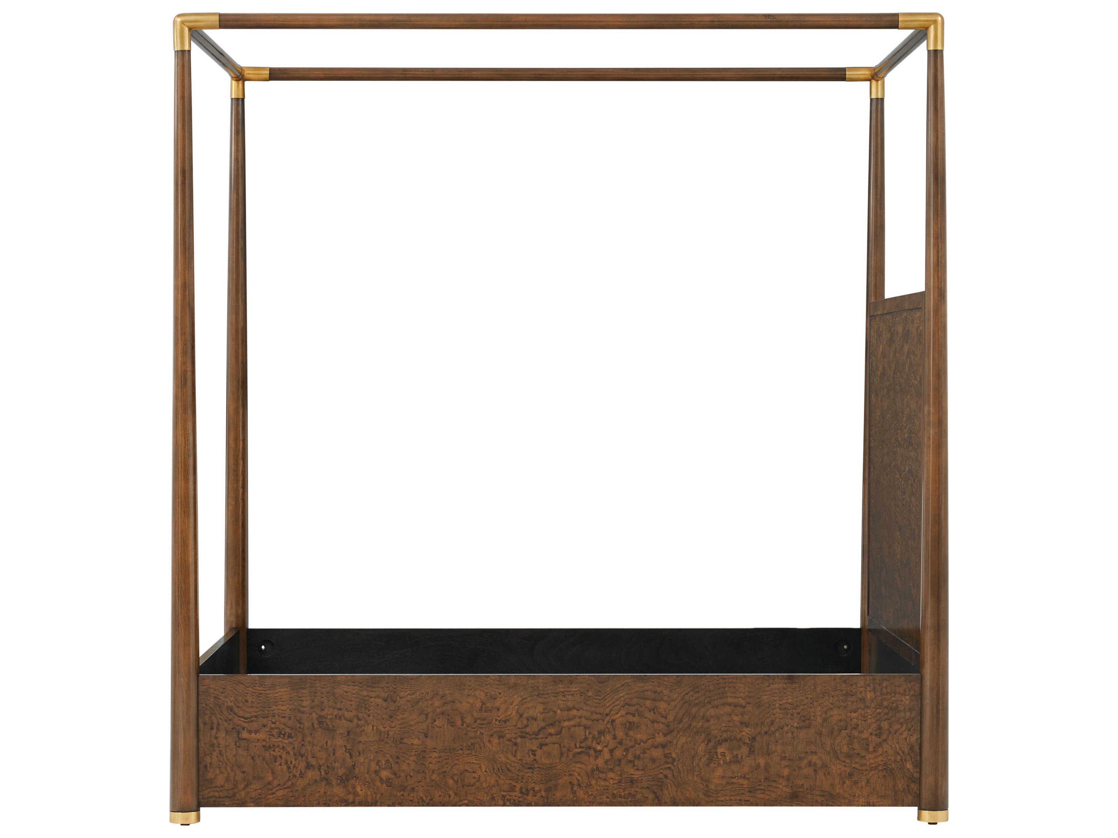 Theodore Alexander Kesden Pyramid Brown Ash Wood Queen Four Poster Bed