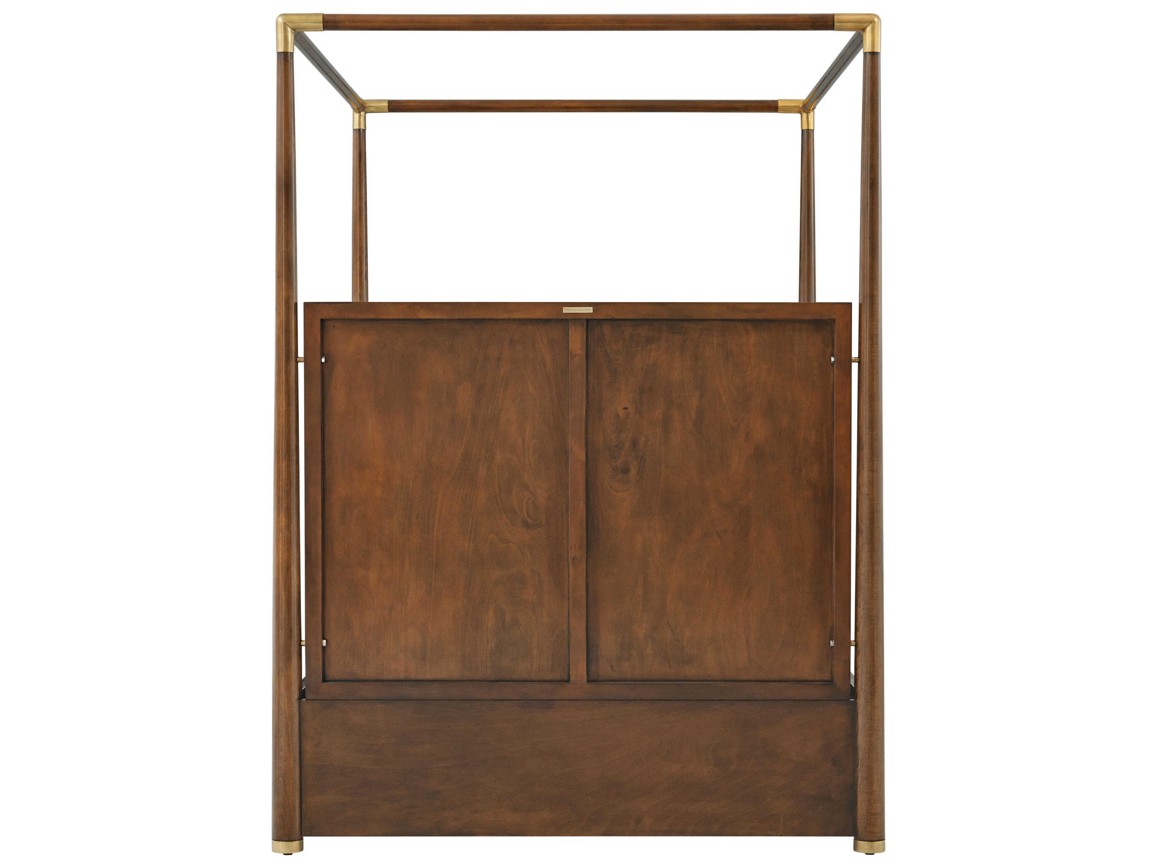 Theodore Alexander Kesden Pyramid Brown Ash Wood Queen Four Poster Bed