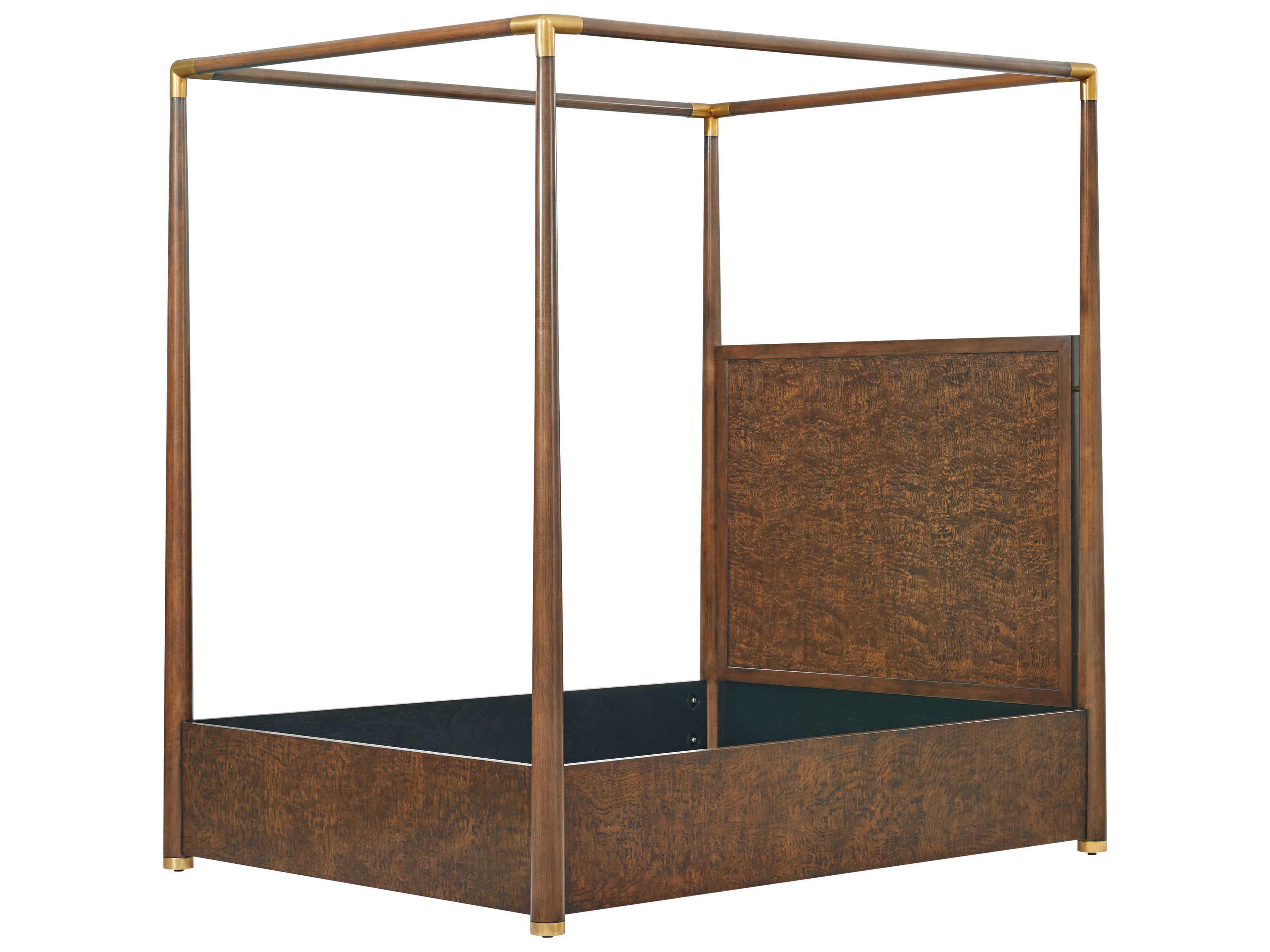 Theodore Alexander Kesden Pyramid Brown Ash Wood Queen Four Poster Bed
