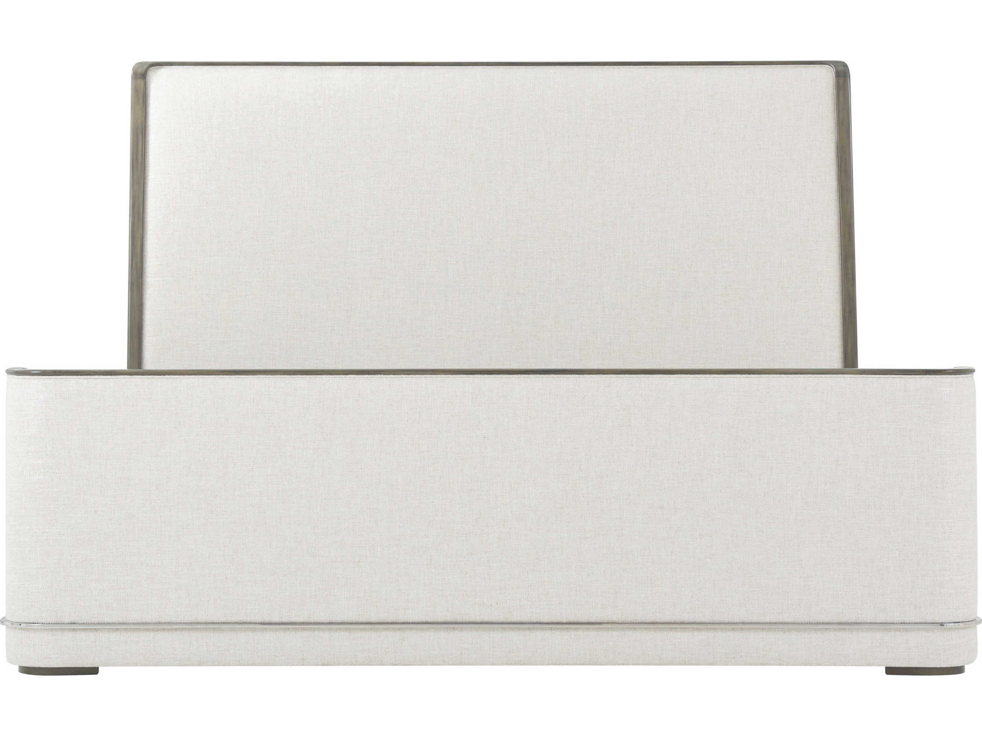 Theodore Alexander Hudson Pebble Grey Maple Wood Upholstered King Panel Bed
