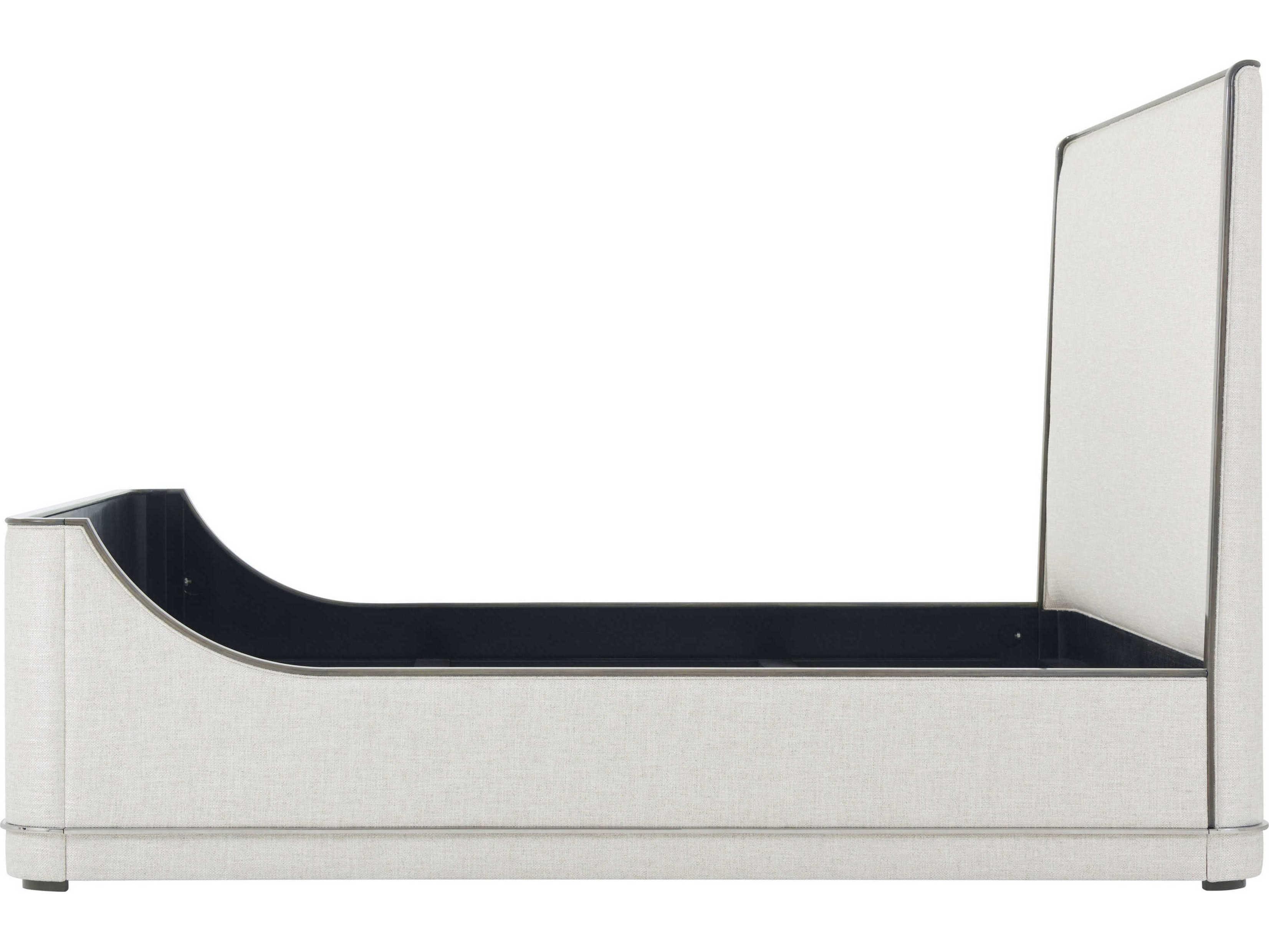 Theodore Alexander Hudson Pebble Grey Maple Wood Upholstered King Panel Bed