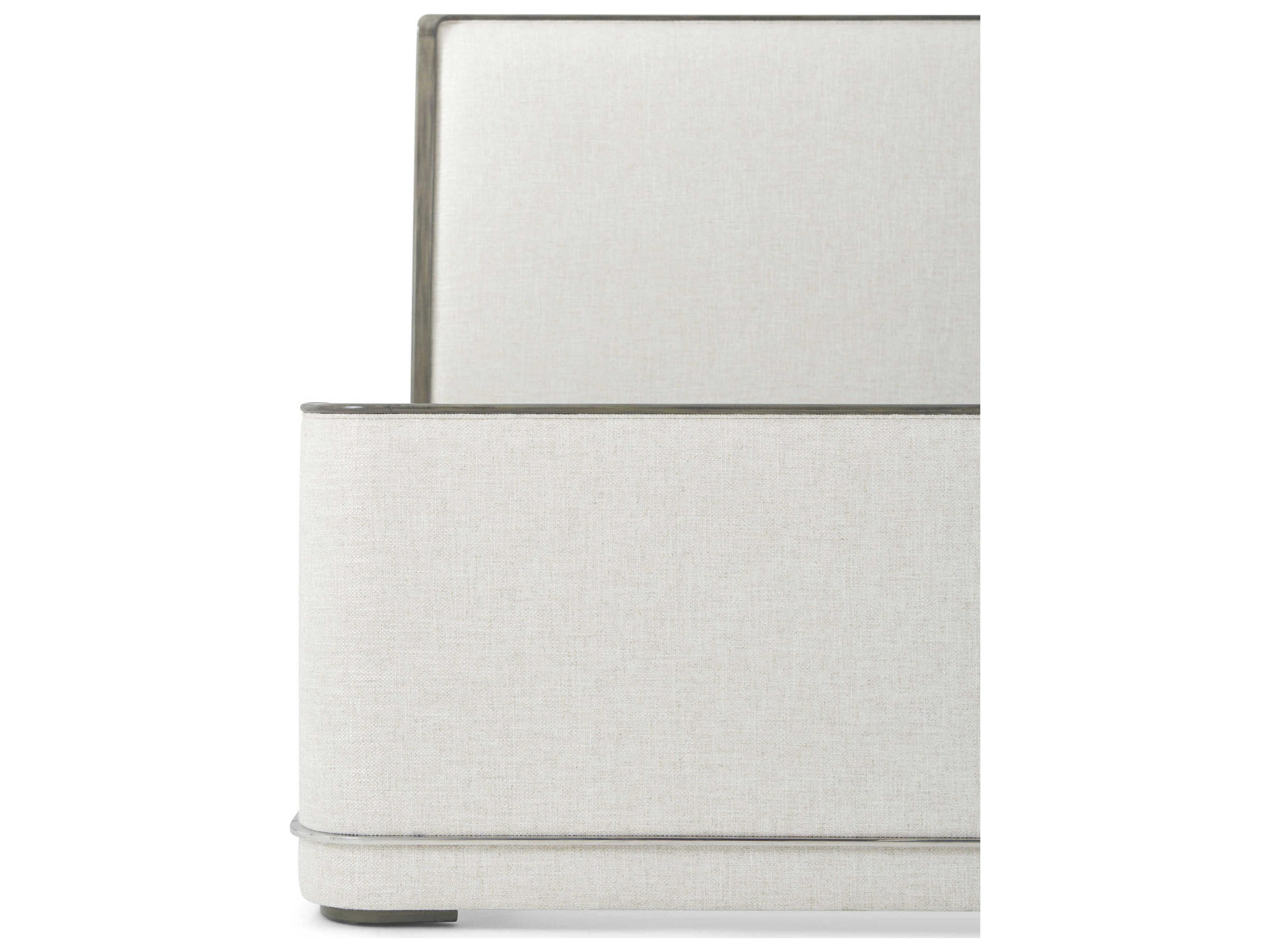 Theodore Alexander Hudson Pebble Grey Maple Wood Upholstered King Panel Bed