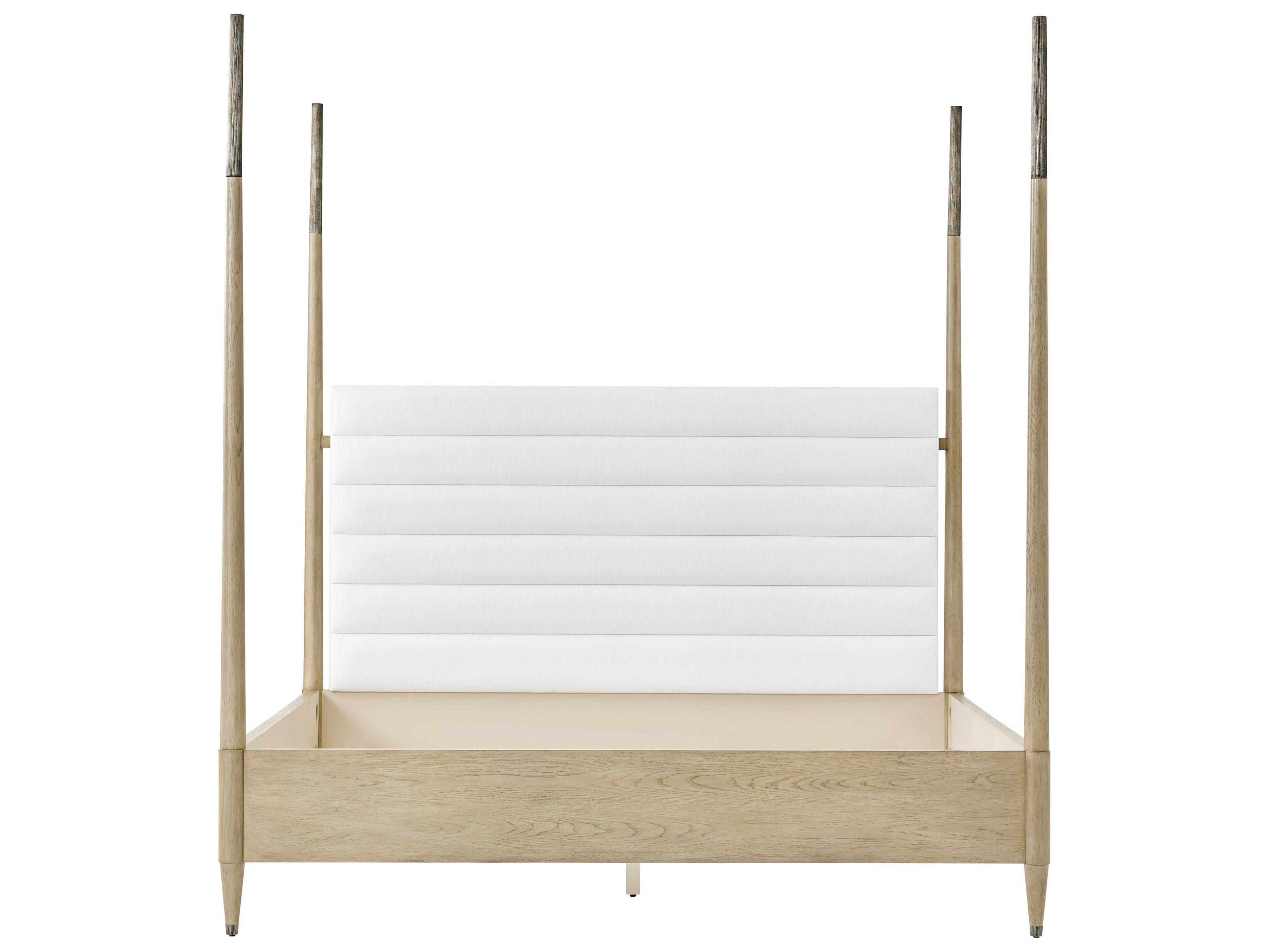 Theodore Alexander Balboa Coastal Grey Oak Wood King Canopy Bed