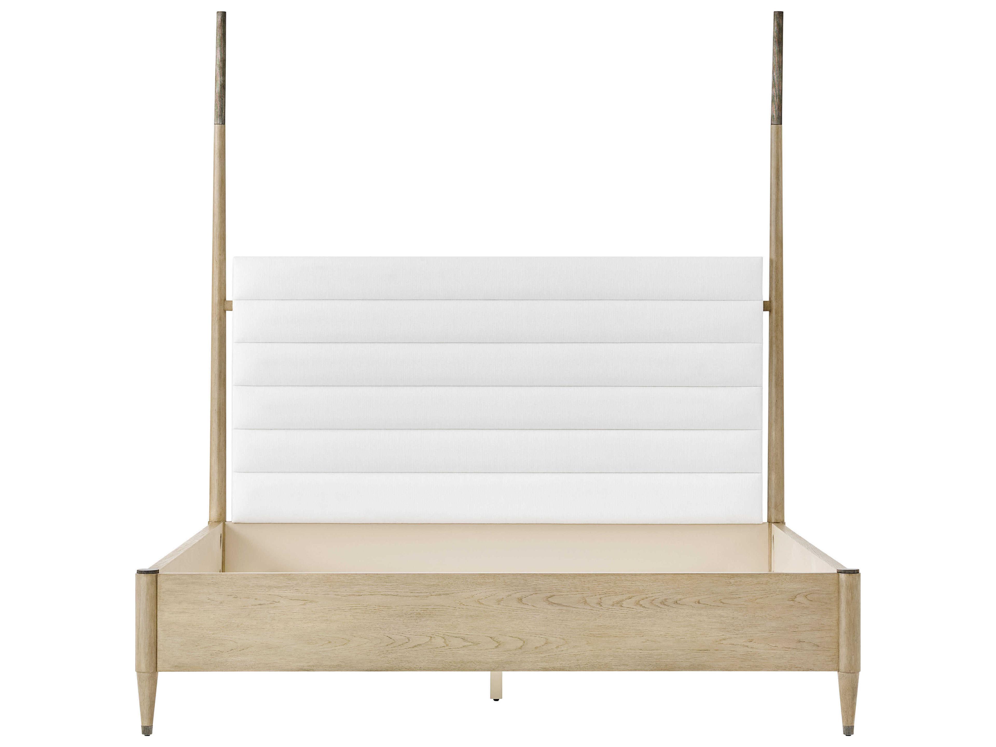 Theodore Alexander Balboa Coastal Grey Oak Wood King Canopy Bed