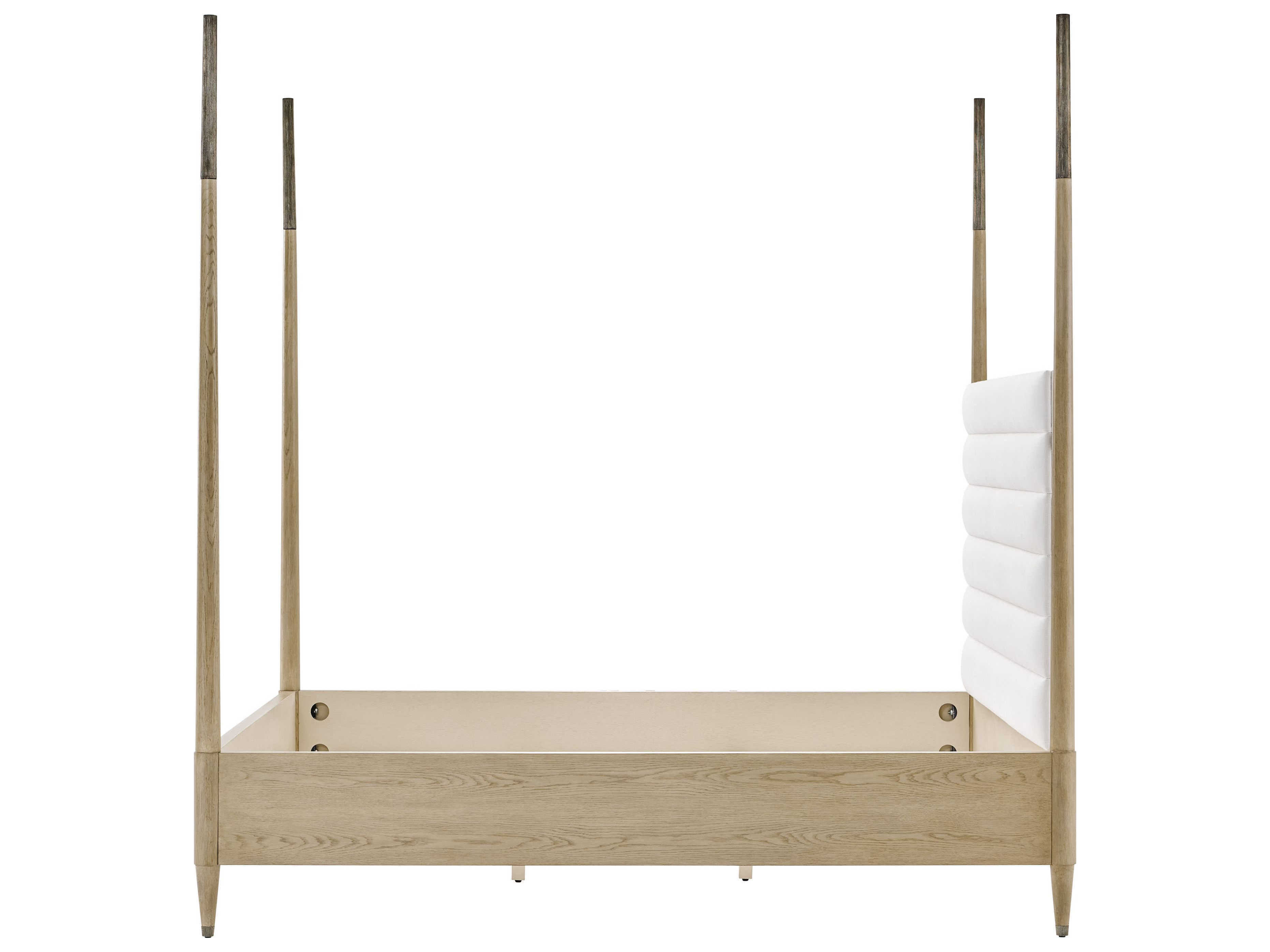 Theodore Alexander Balboa Coastal Grey Oak Wood King Canopy Bed