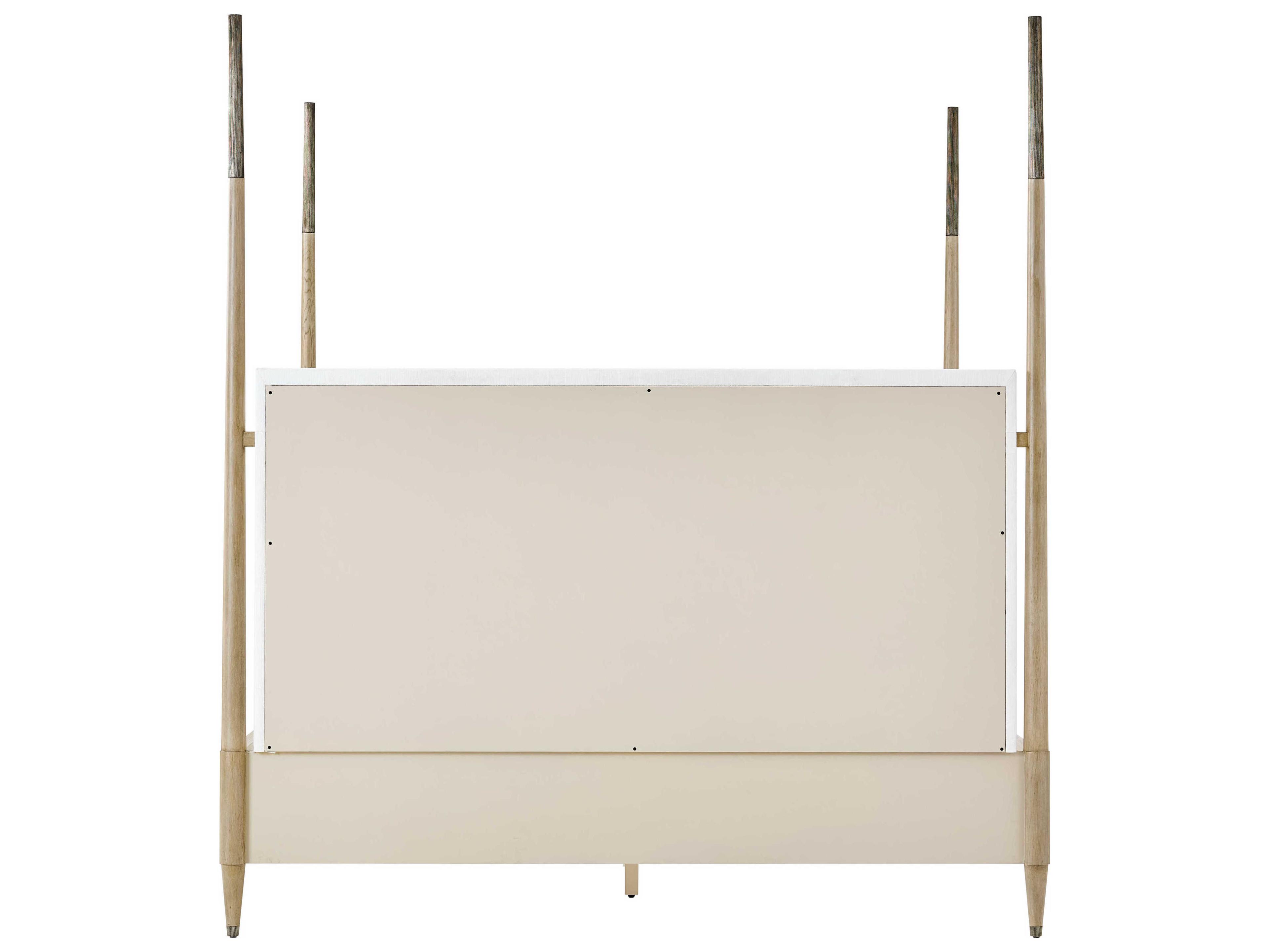 Theodore Alexander Balboa Coastal Grey Oak Wood King Canopy Bed