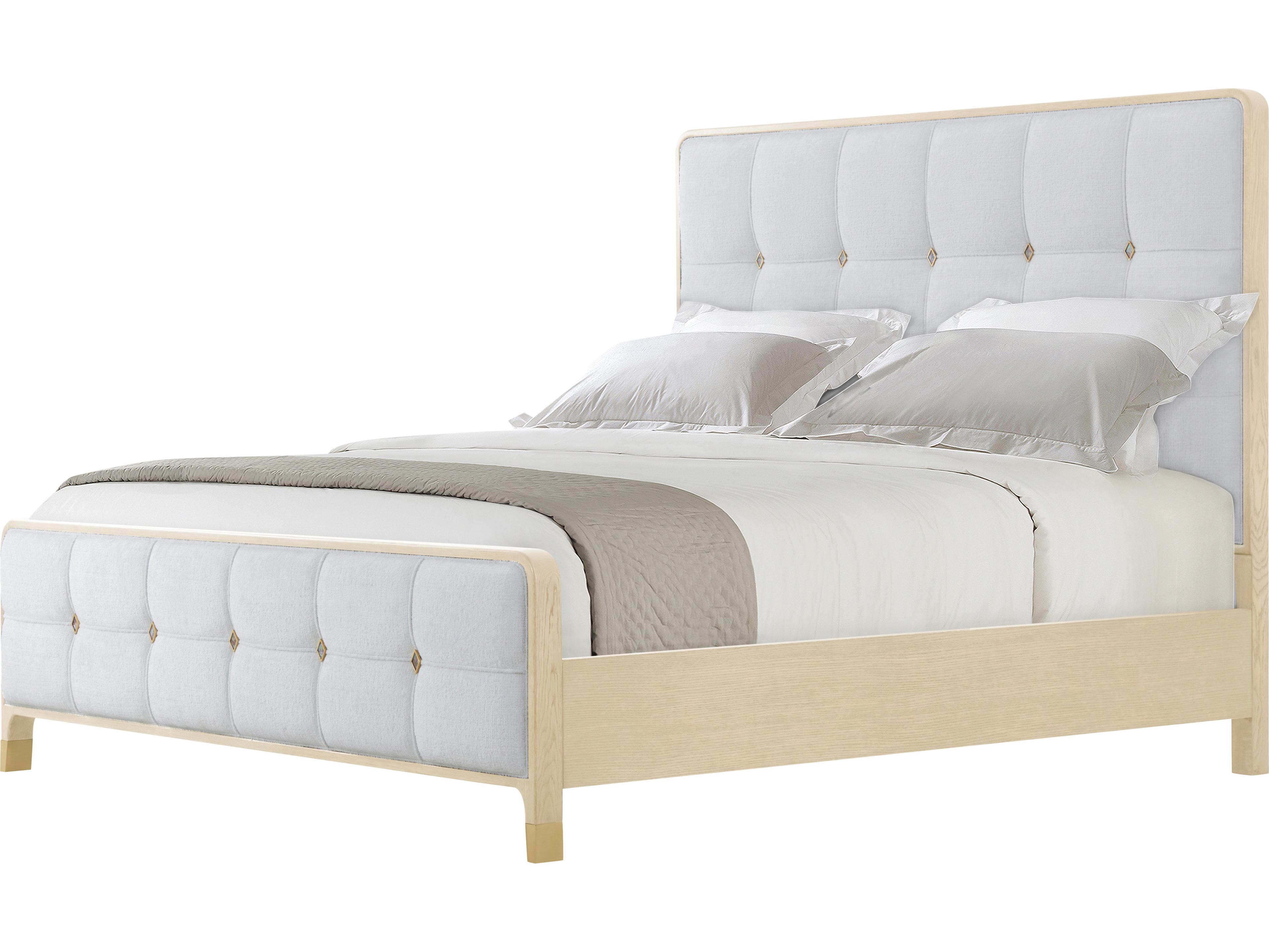 Theodore Alexander Judith Leiber Couture White Upholstered King Panel Bed