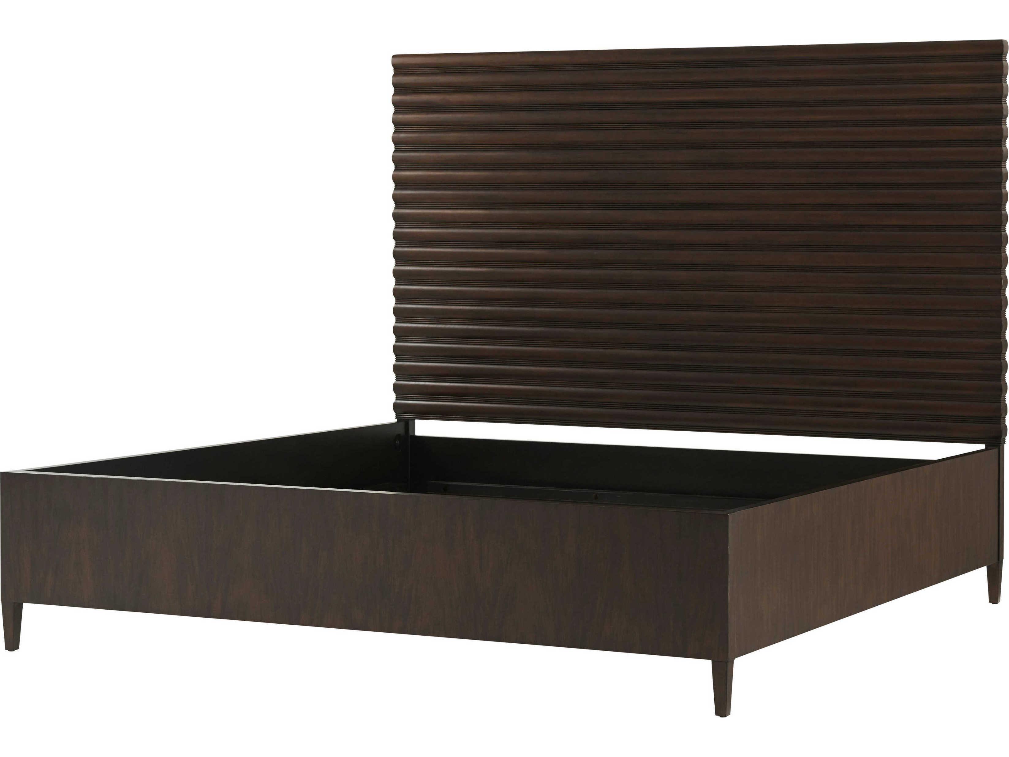 Theodore Alexander Lido Brown Solid Wood King Platform Bed