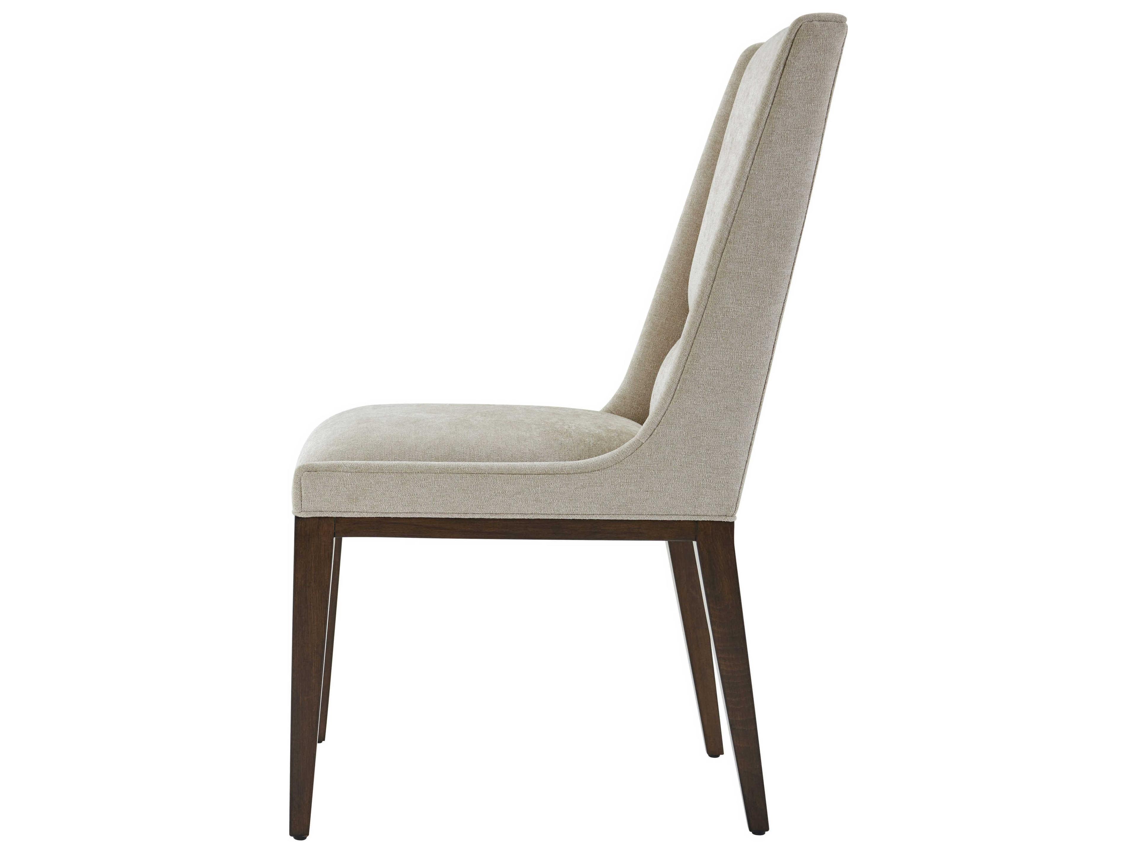 Theodore Alexander Lido Beech Wood Brown Upholstered Side Dining Chair