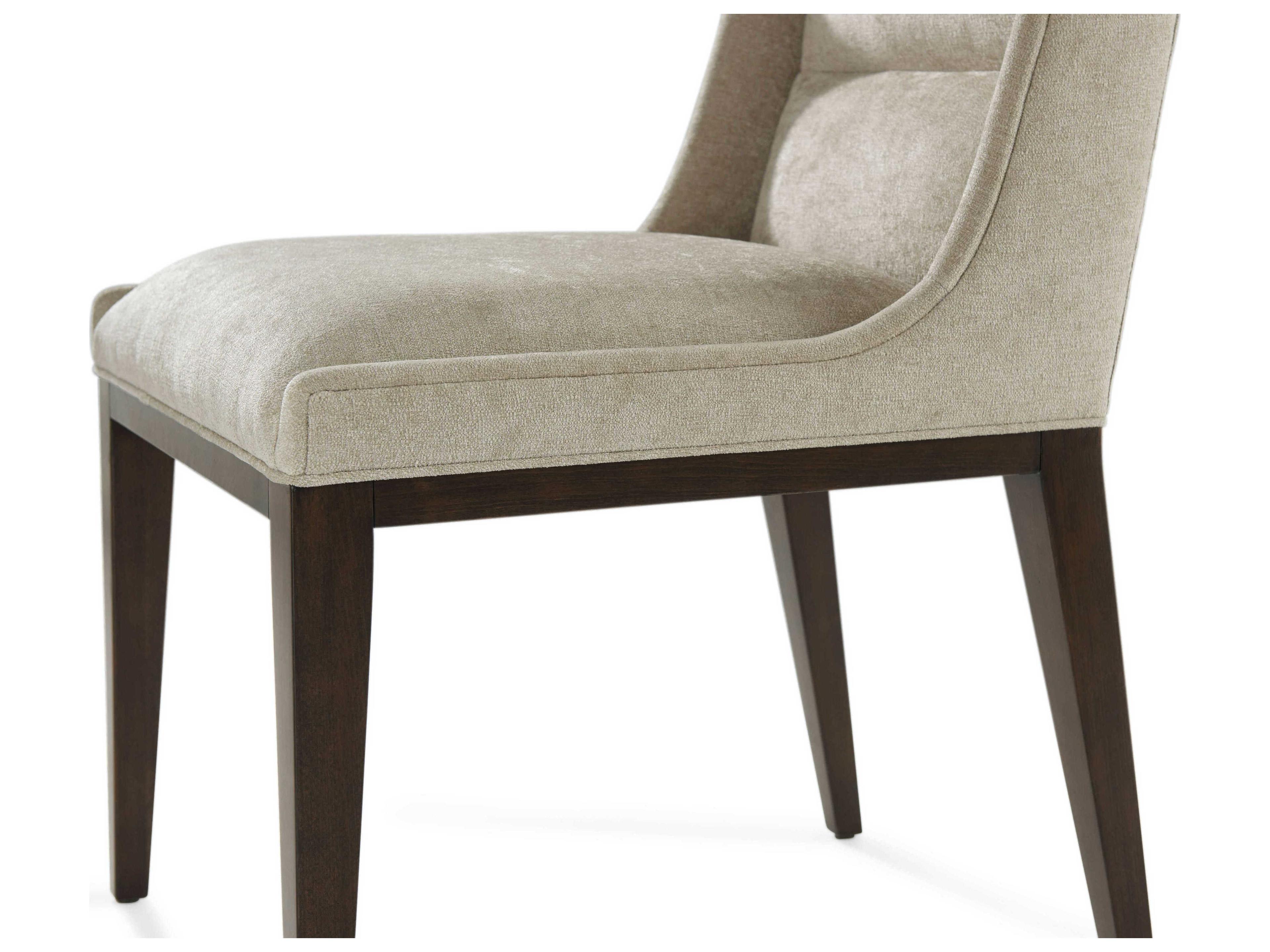 Theodore Alexander Lido Beech Wood Brown Upholstered Side Dining Chair