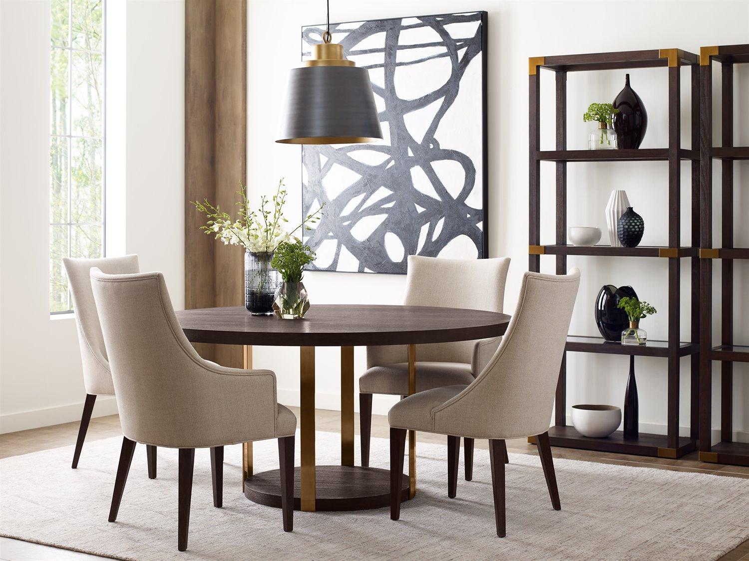 Theodore Alexander Ta Studio No. 2 Beech Wood Beige Upholstered Arm Dining Chair