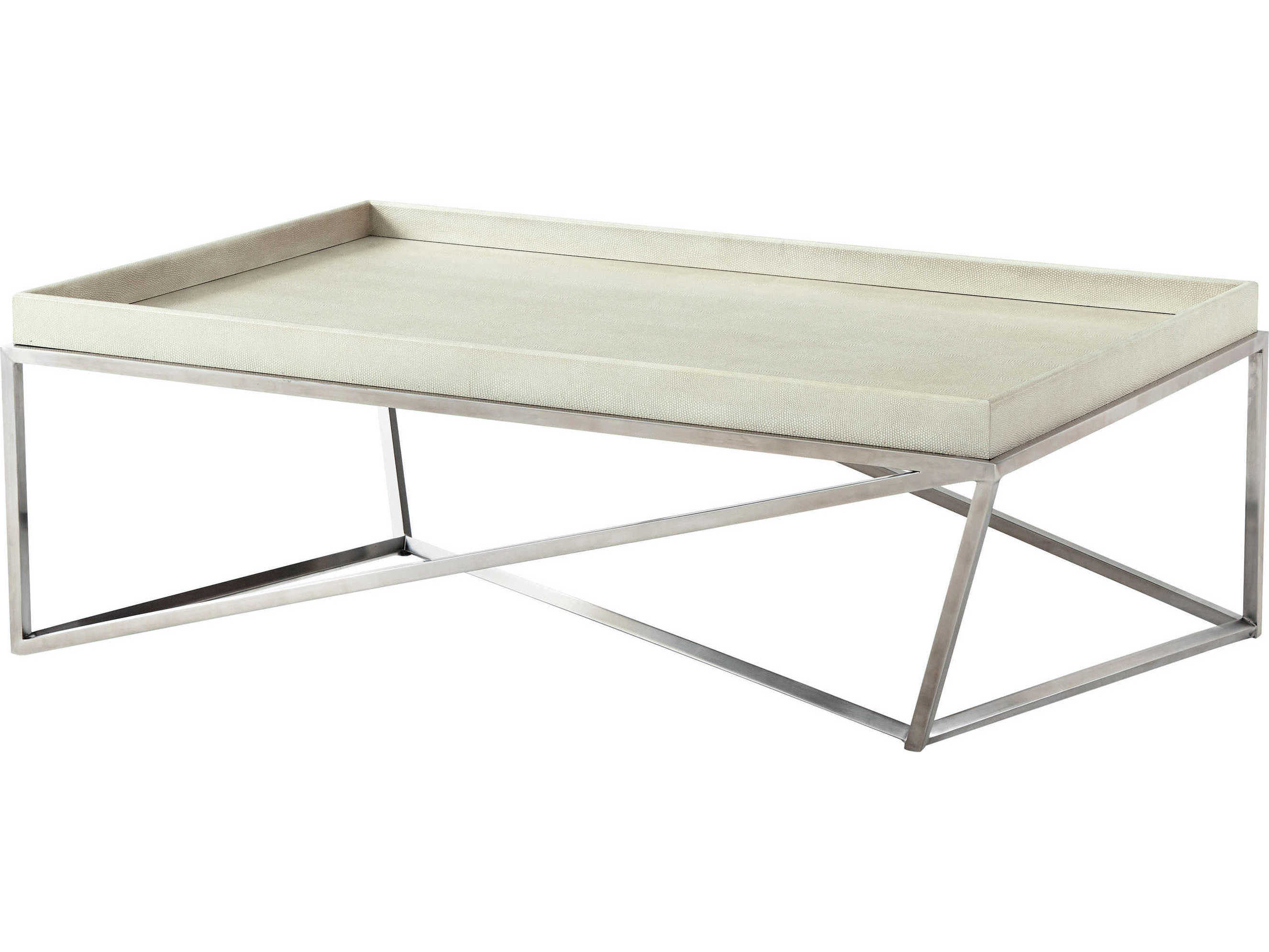 Theodore Alexander Ta Studio Rectangular Leather Crazy X Tray Cocktail Table